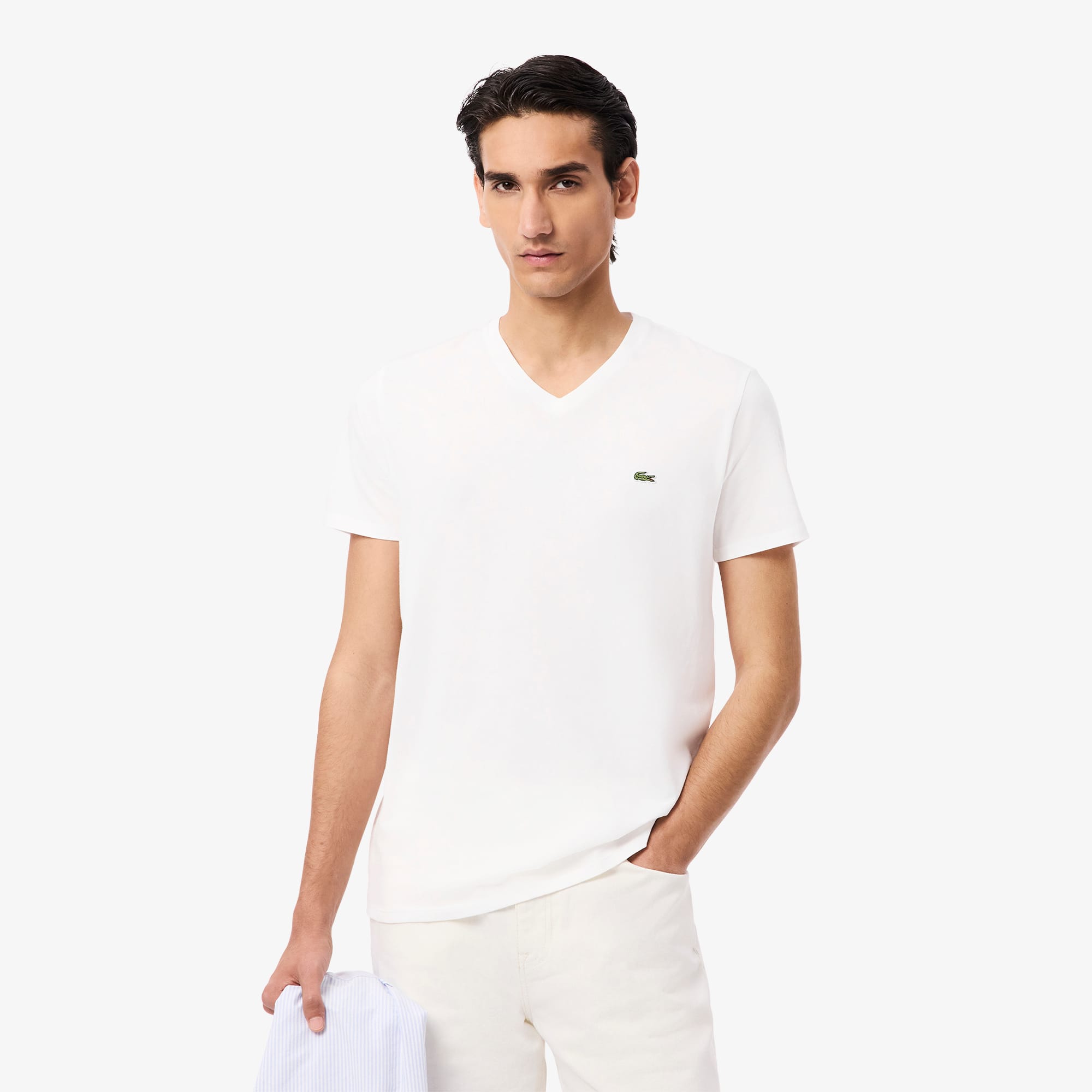 Men's Lightweight Pima Cotton V-Neck T-Shirt - White