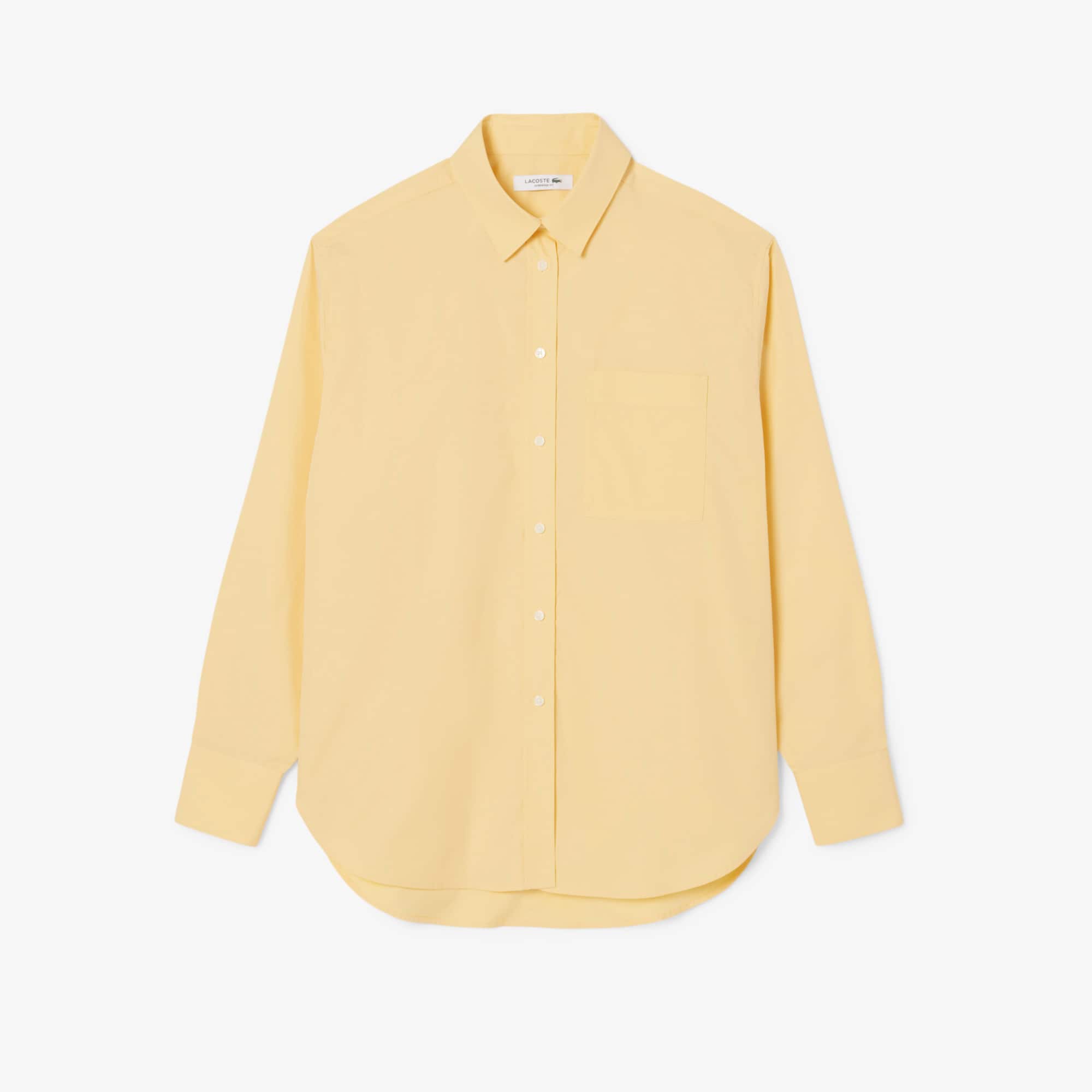 Women's Oversized Cotton Button Down Shirt - Yellow