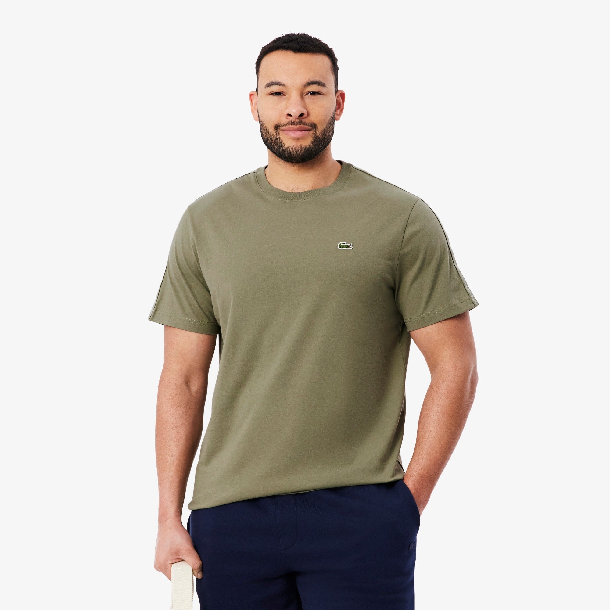 Branded Stripe Band T-Shirt - Khaki Green