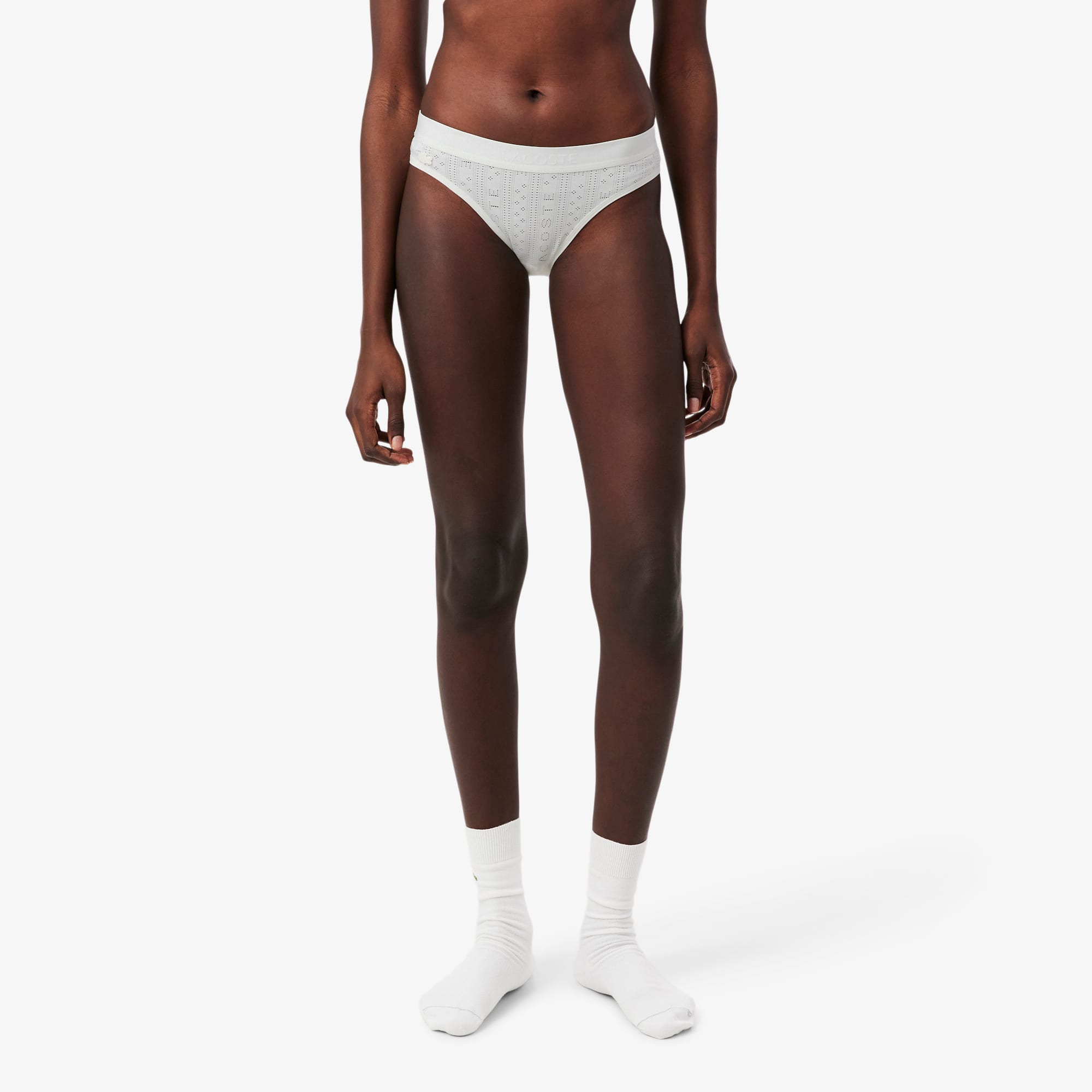 Stretch Pointelle Briefs - White