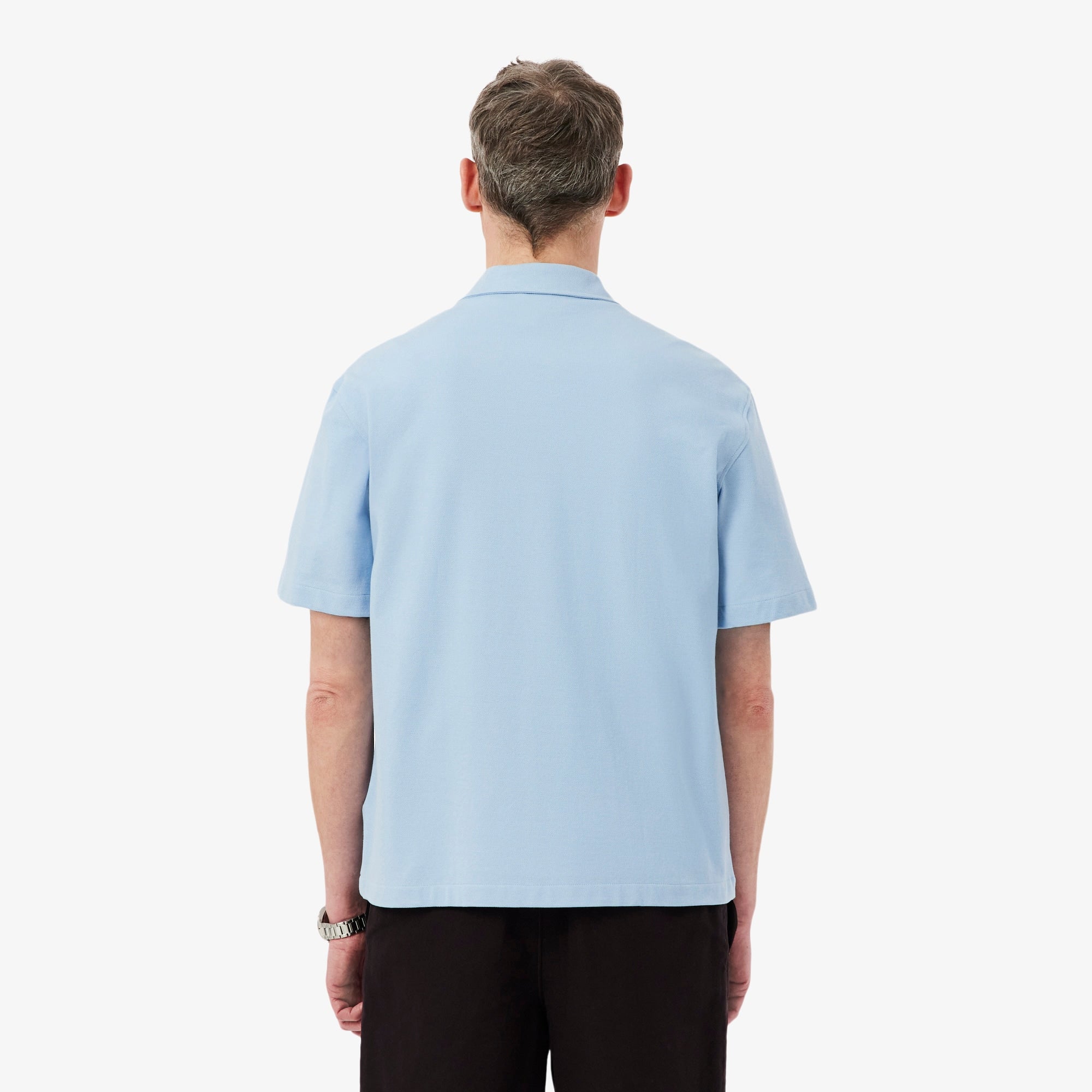 Relaxed Fit Short Sleeved Piqué Shirt - Light Blue
