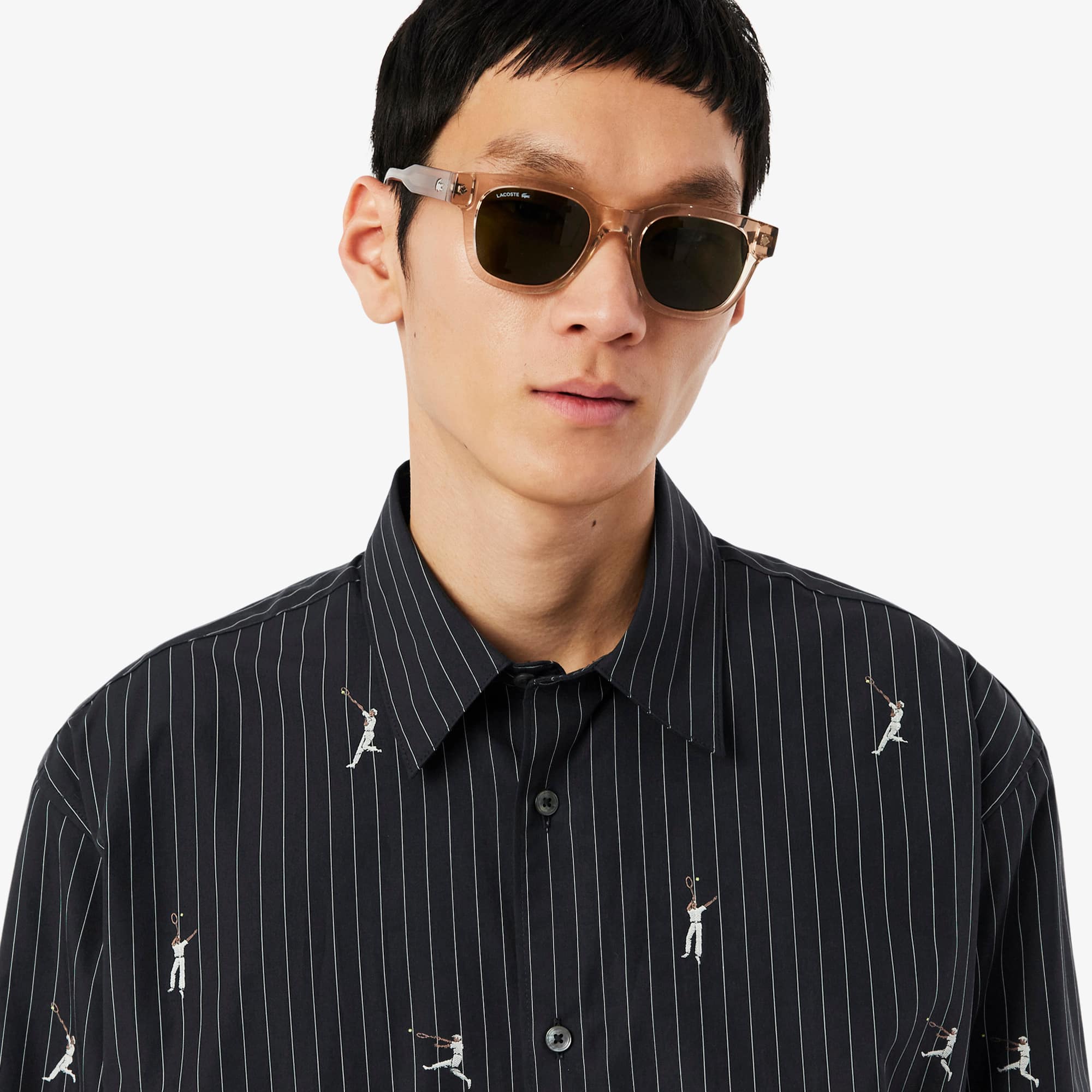 Relaxed Fit Embroidered Cotton Shirt - Black