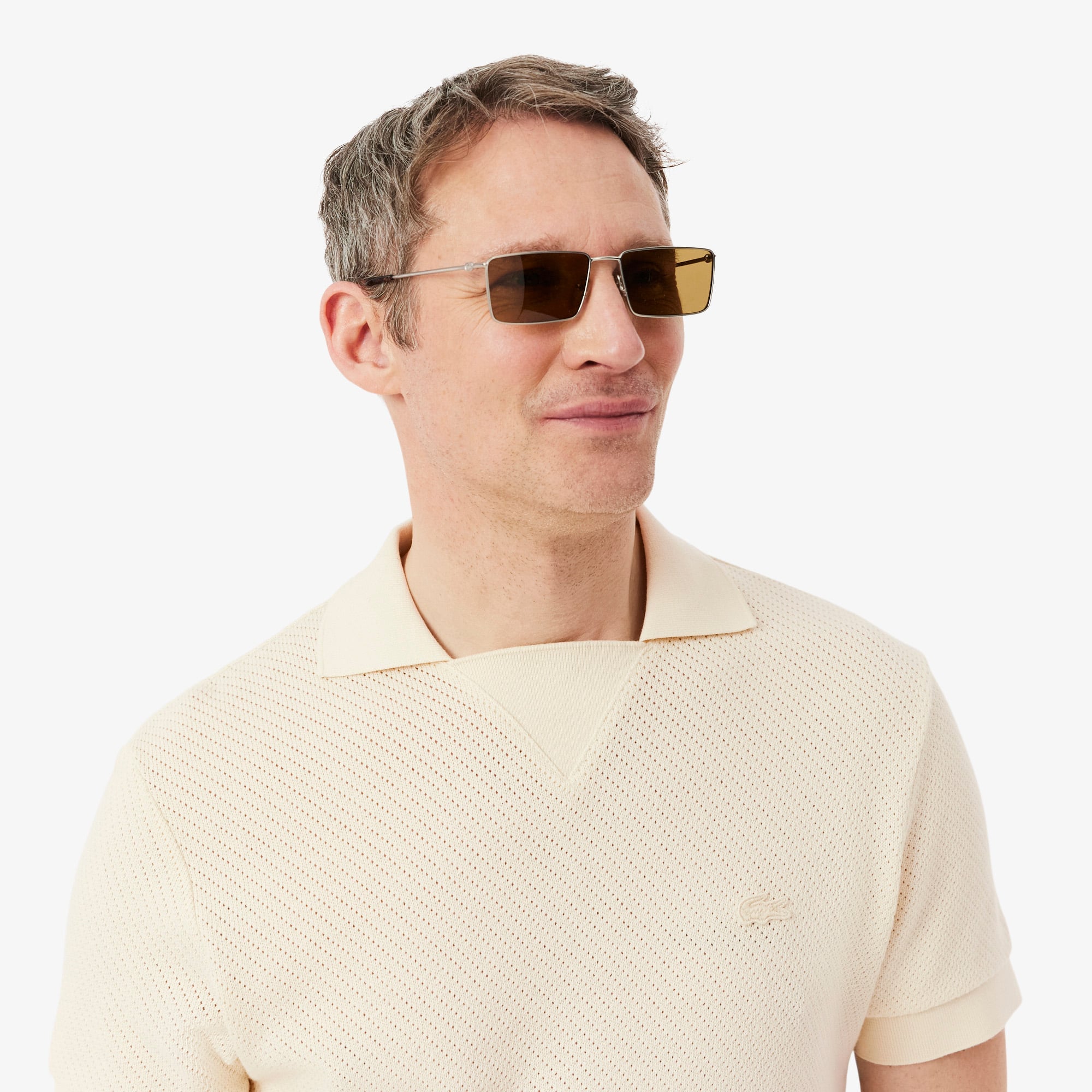 Regular Fit Lacy Cotton Polo - Beige