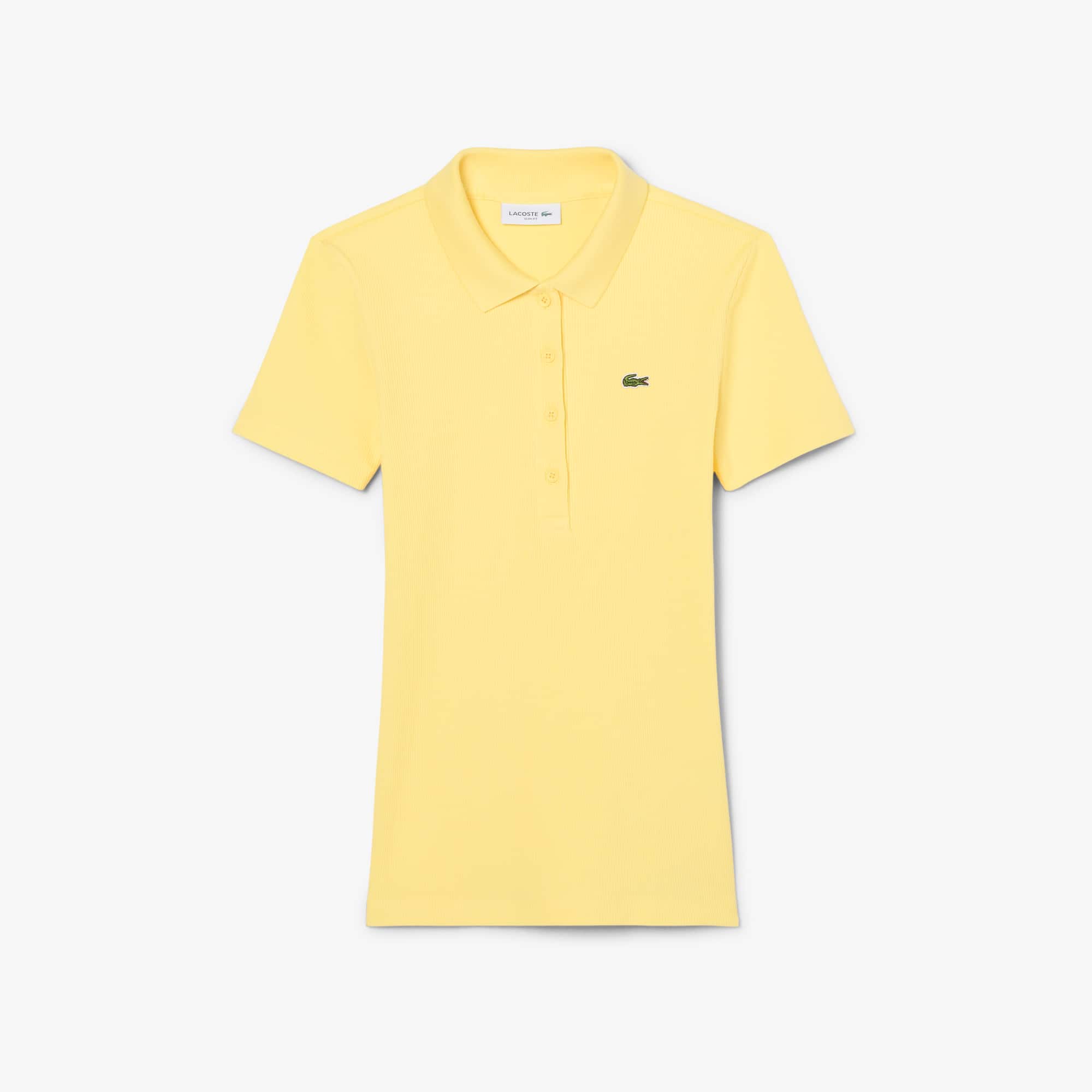 Women's Slim Fit L.12.D Ribbed Cotton Polo - Pastel yellow
