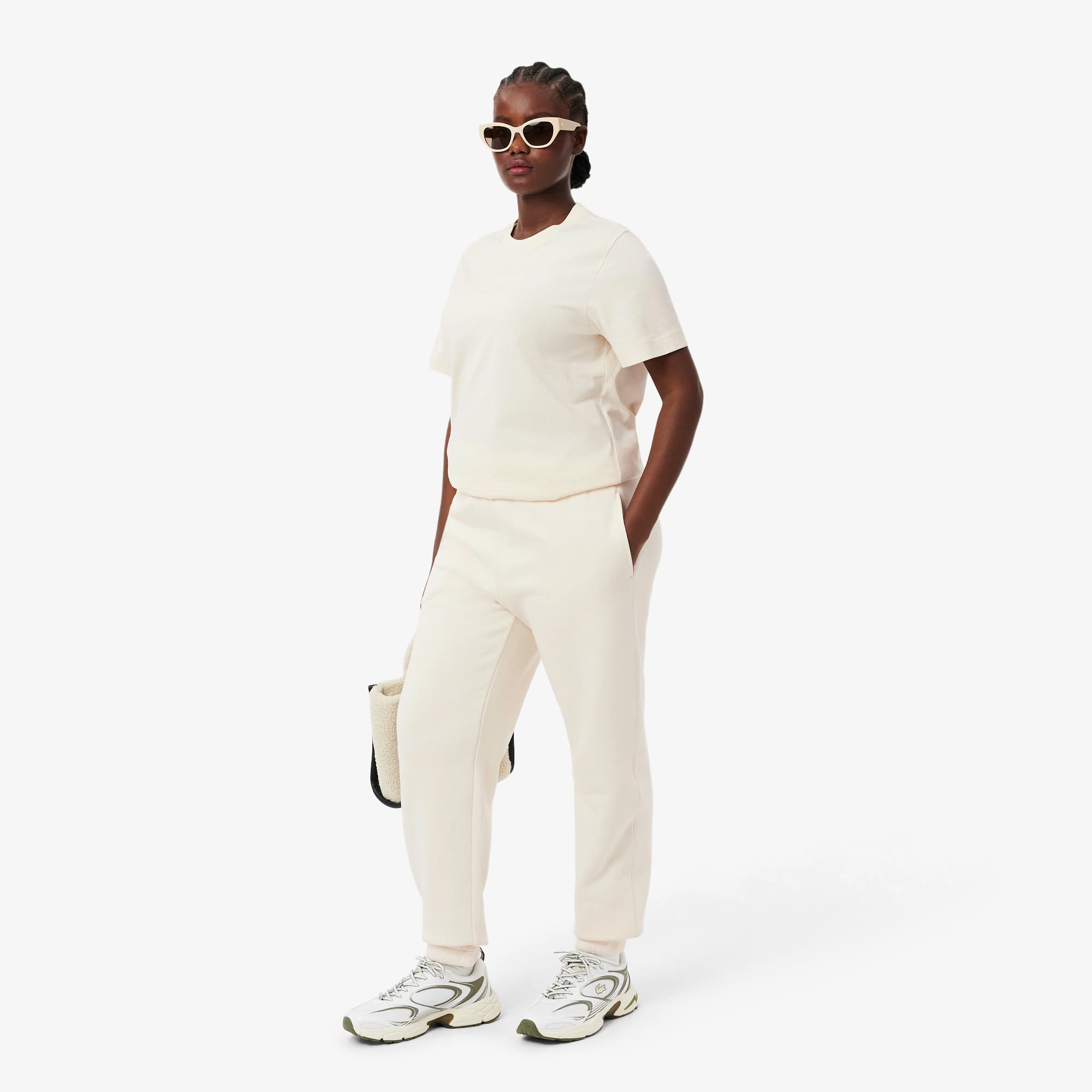 Women's Embossed Logo Fleece Pants - Cream