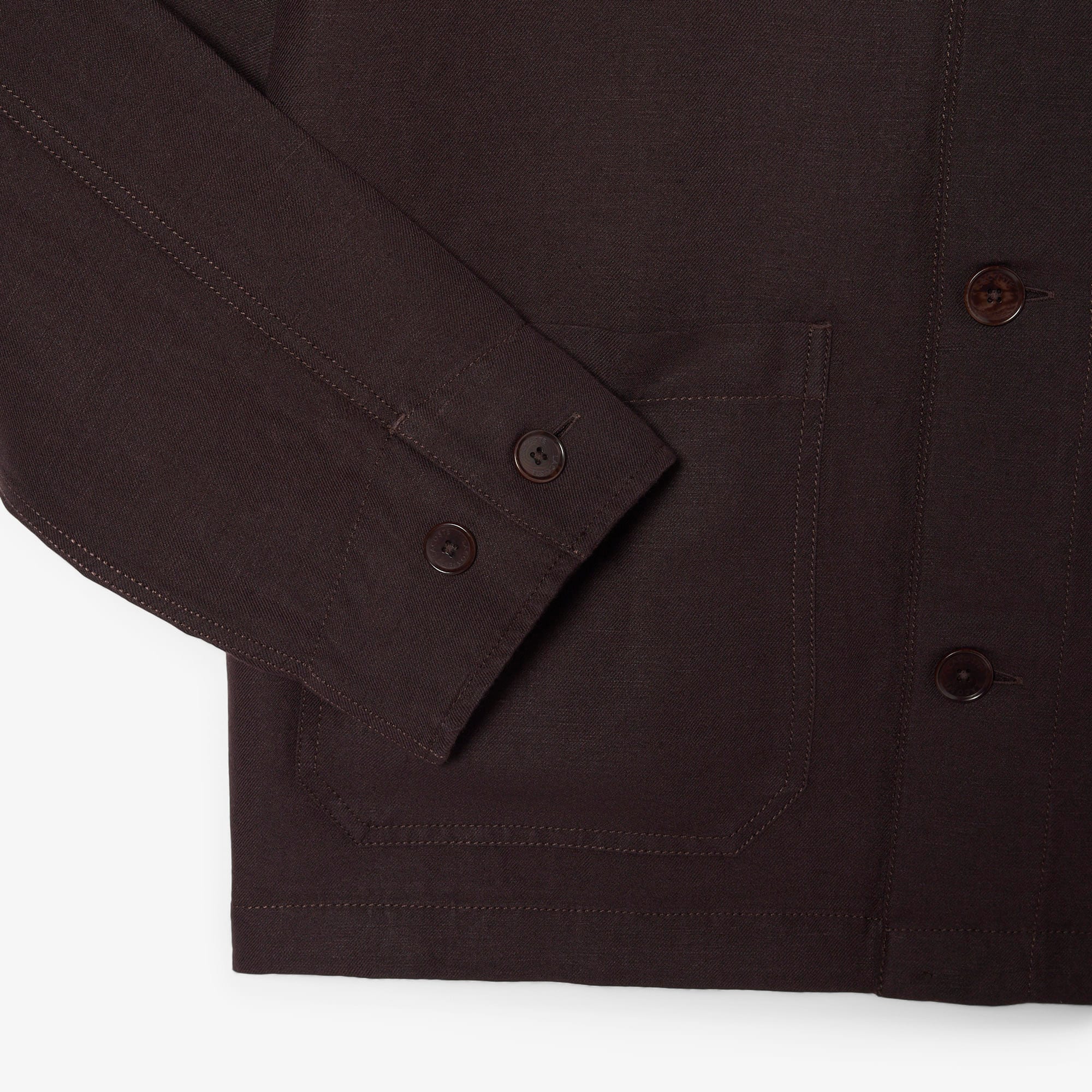 Linen Blend Overshirt - Brown