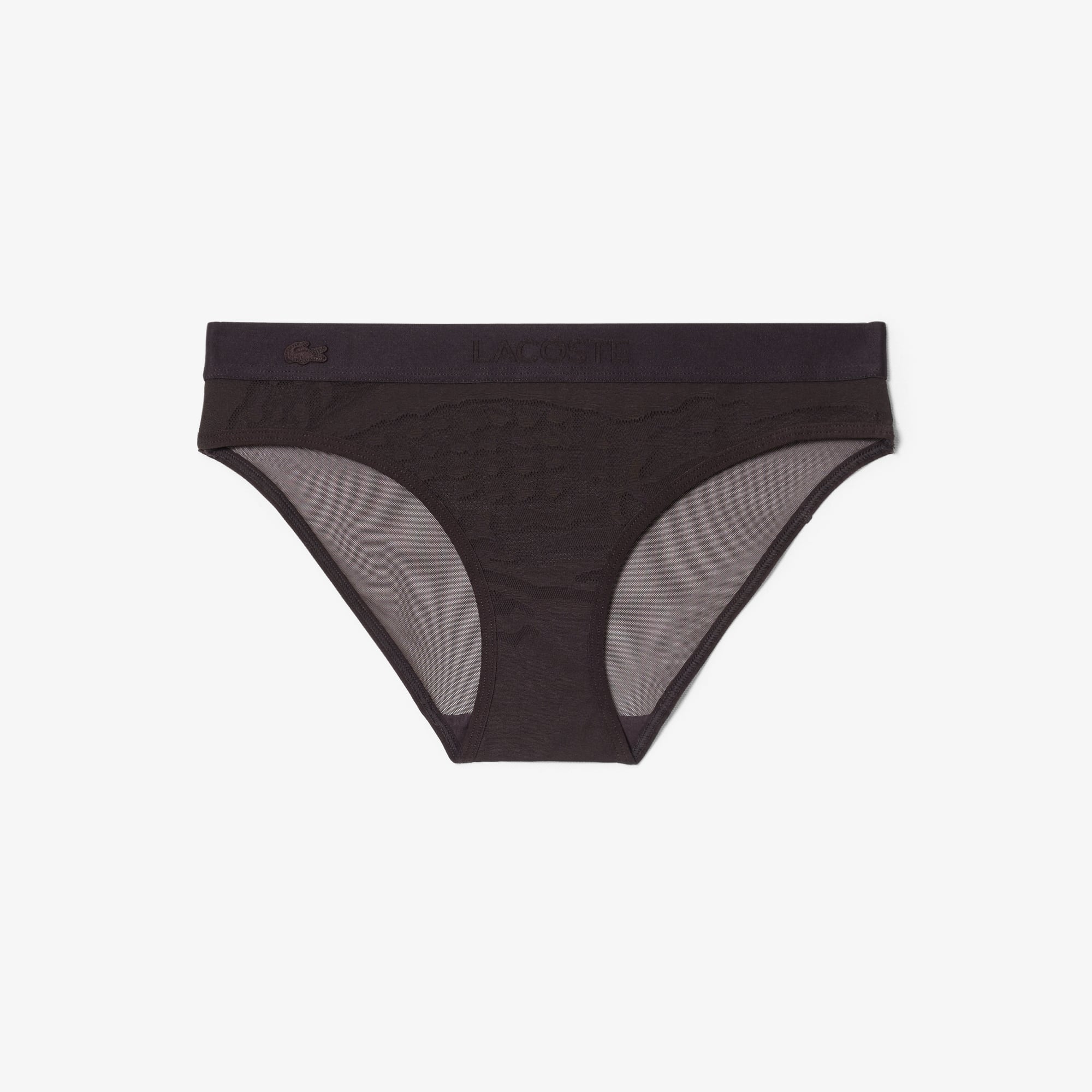 Branded Waist Mesh Briefs - Brown