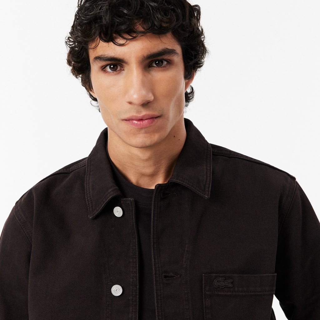 Oversized Denim Overshirt - Brown