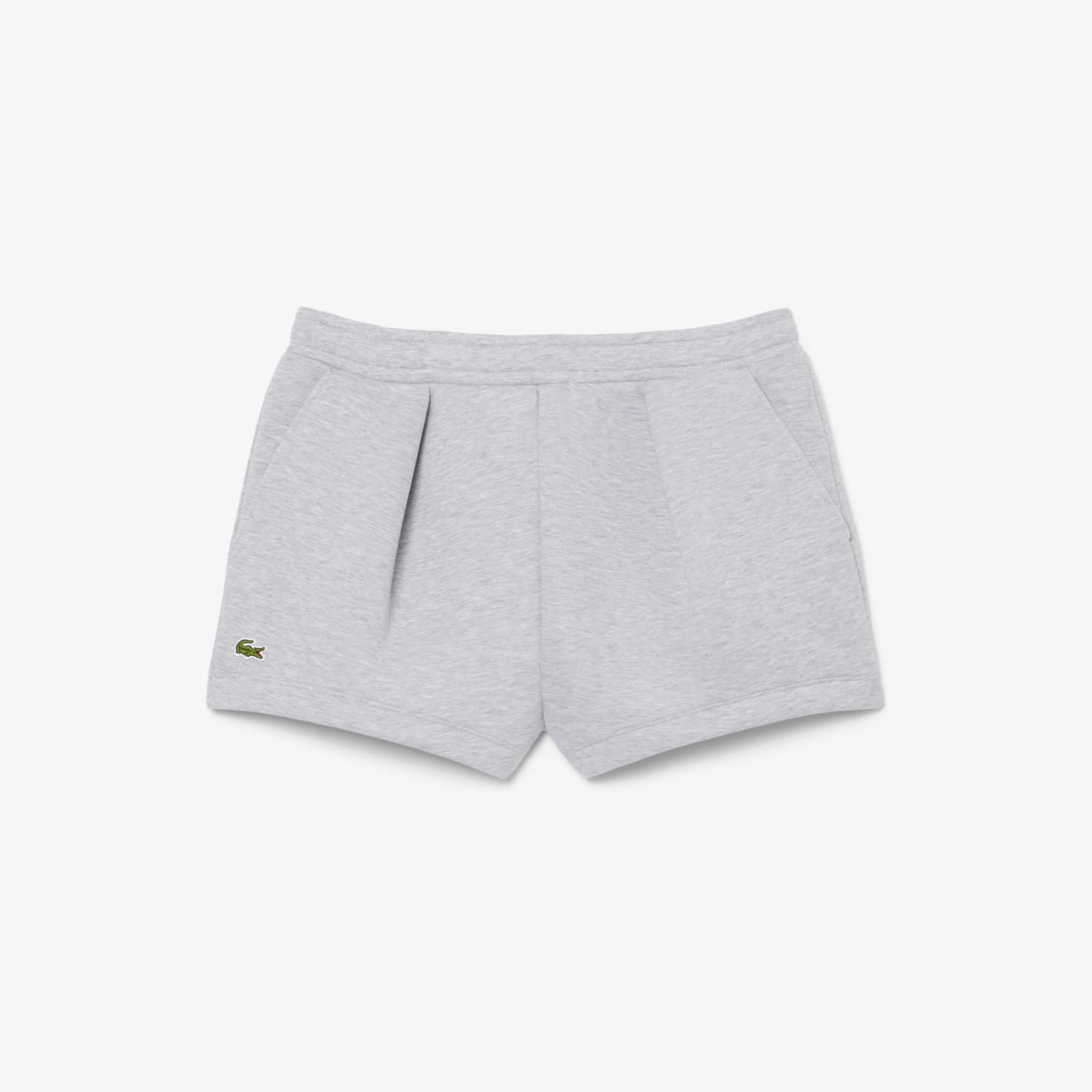 Pleated Cotton Shorts - Grey Chine