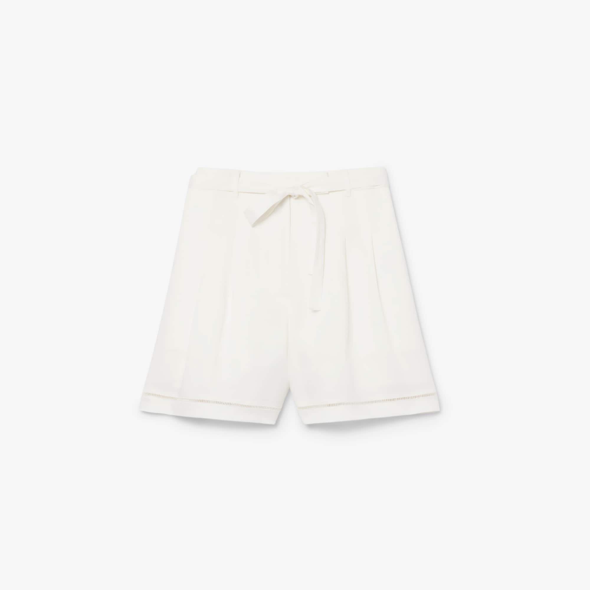 Oversized Fluid Linen Blend Bermuda Shorts - White