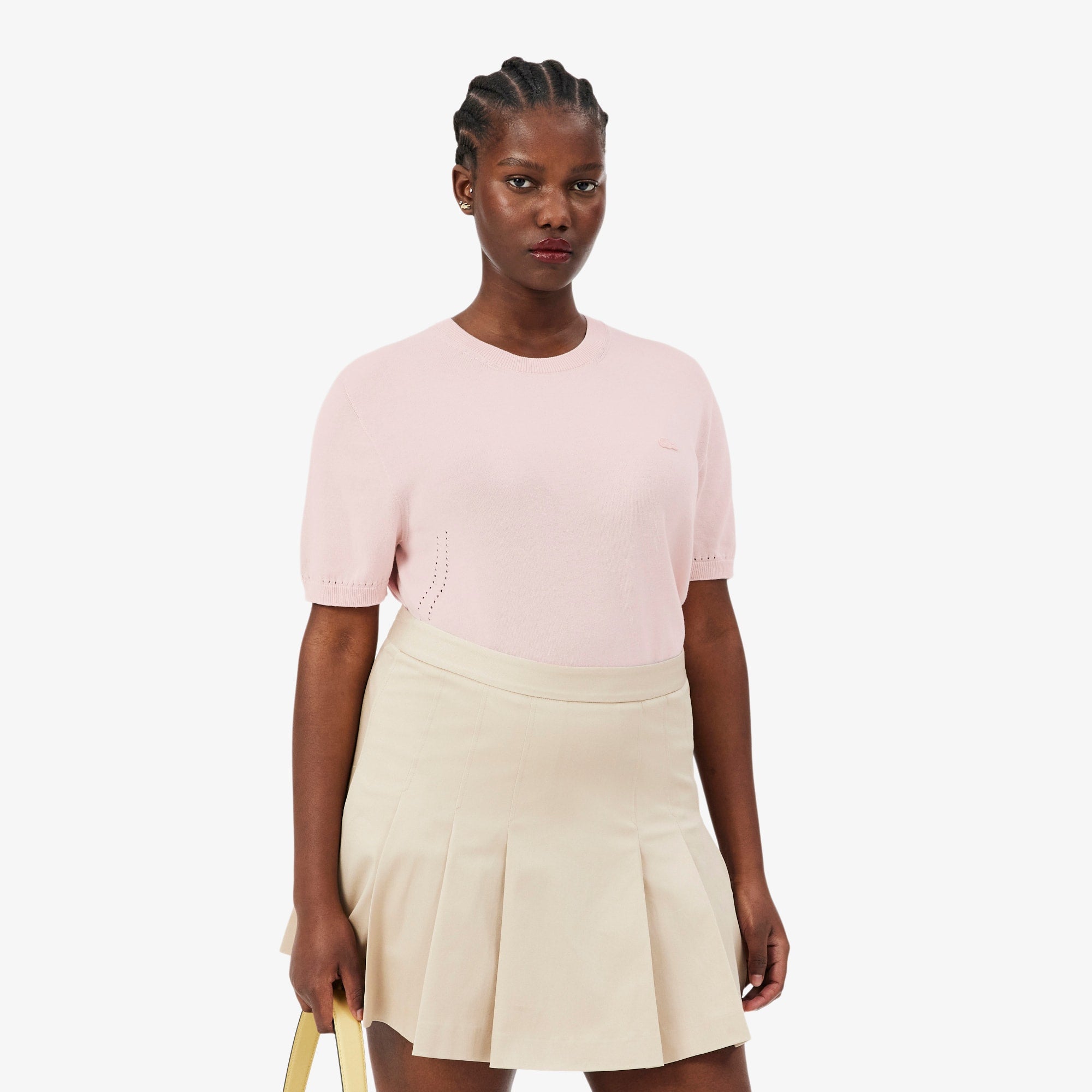 Short Sleeved 3D Knit Sweater - Light Pink