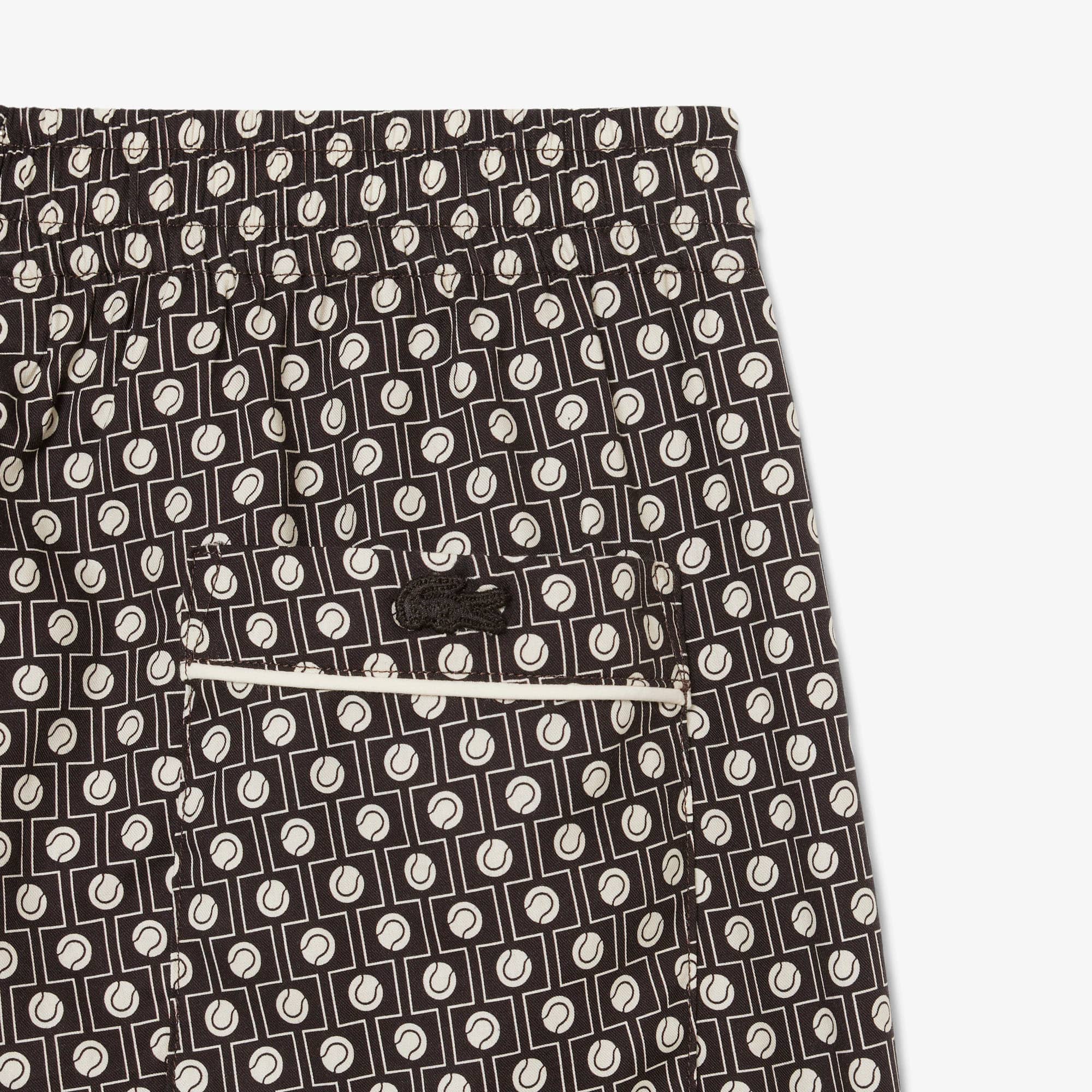 Relaxed Fit Printed Cotton Blend Shorts - Marron / Beige