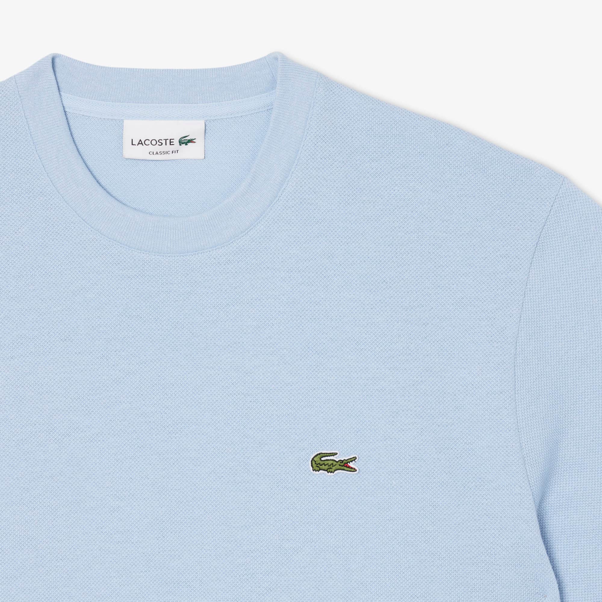 Heavy Cotton and Linen Piqué T-Shirt - Light Blue
