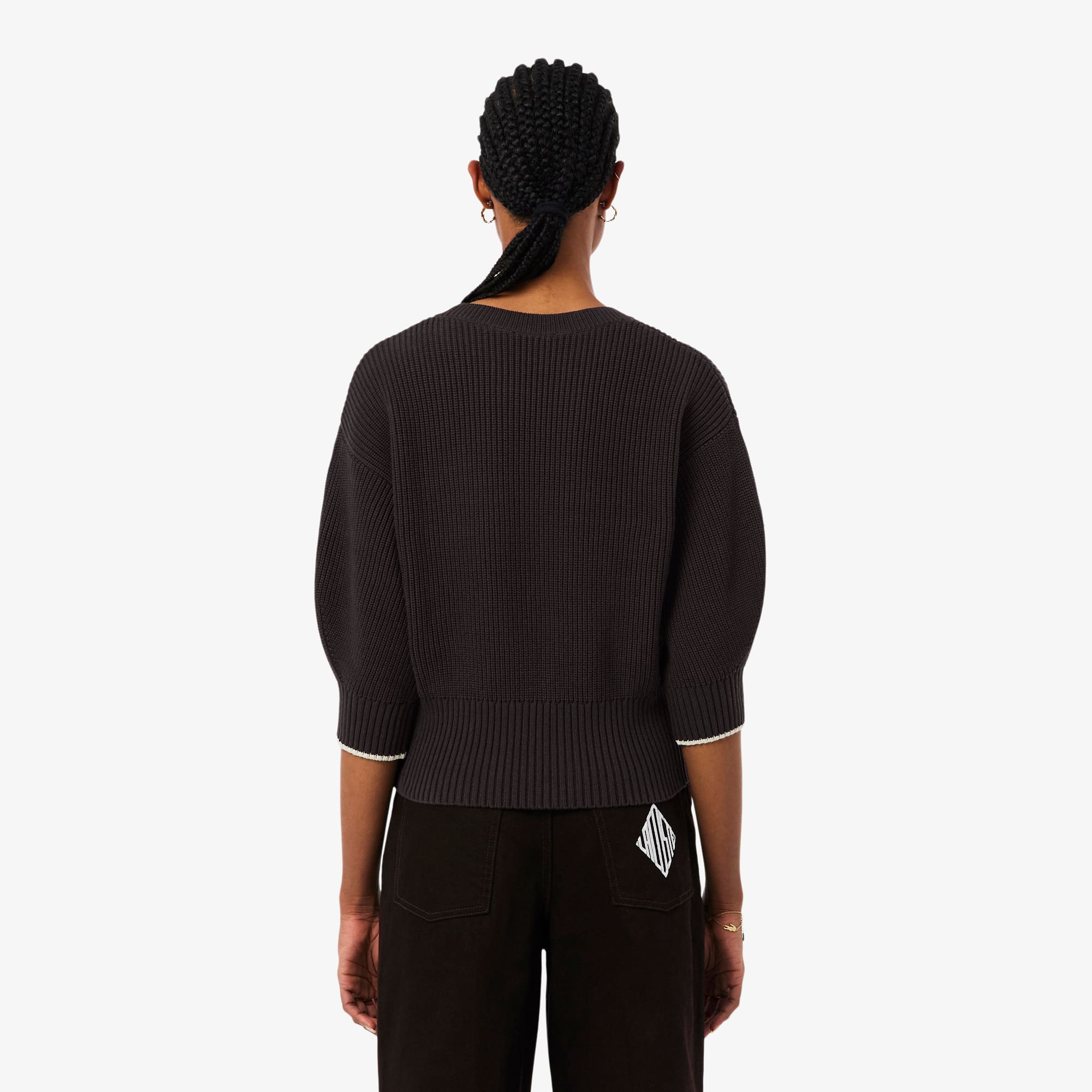Cotton Crew Neck Sweater - Brown