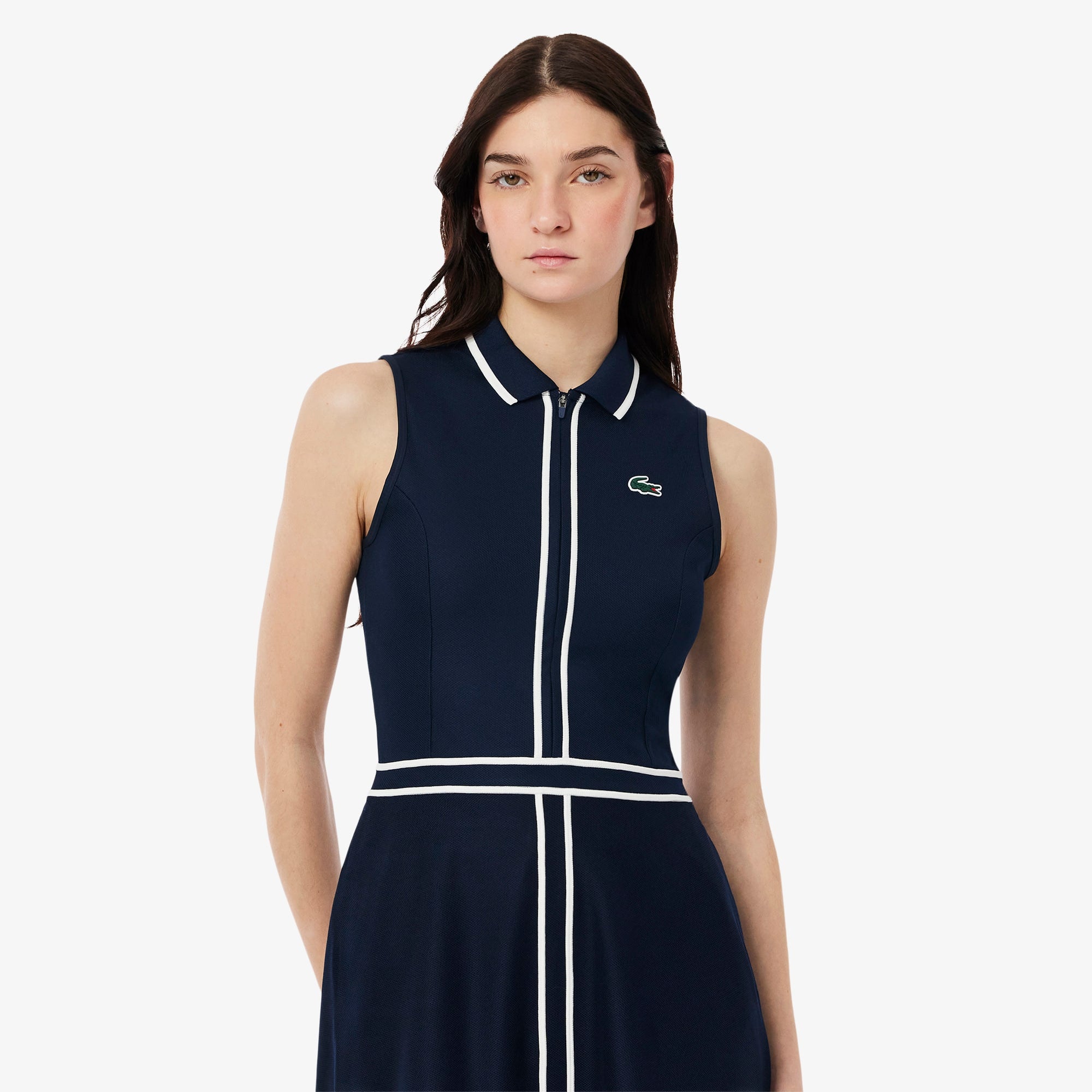 Women's Ultra Dry Heritage Trim Golf Dress - Navy Blue / White / Navy Blue