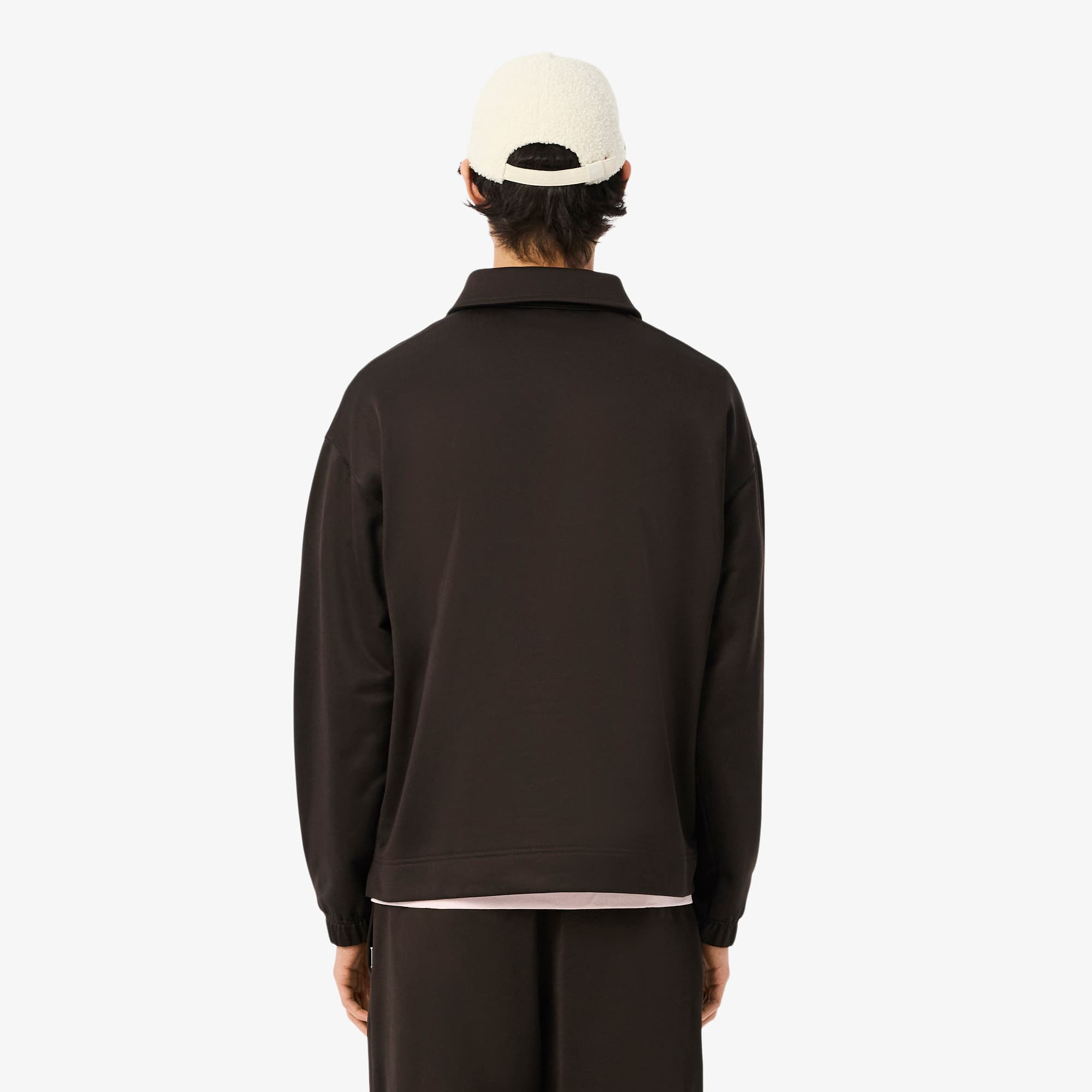 Men's Loose Fit Fleece Polo Sweatshirt - Brown