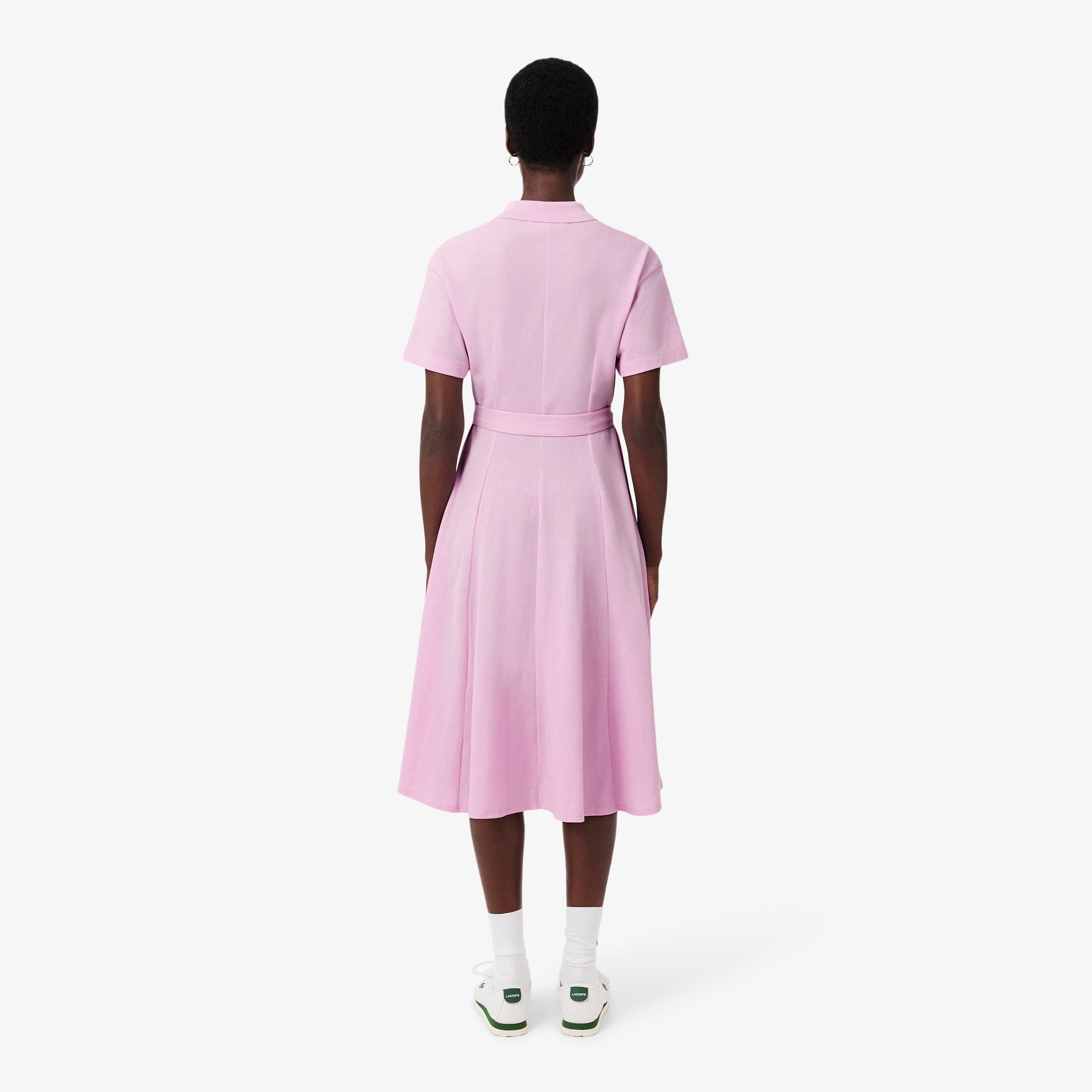 Women's Flared Mini-Piqué Polo Dress - Pink