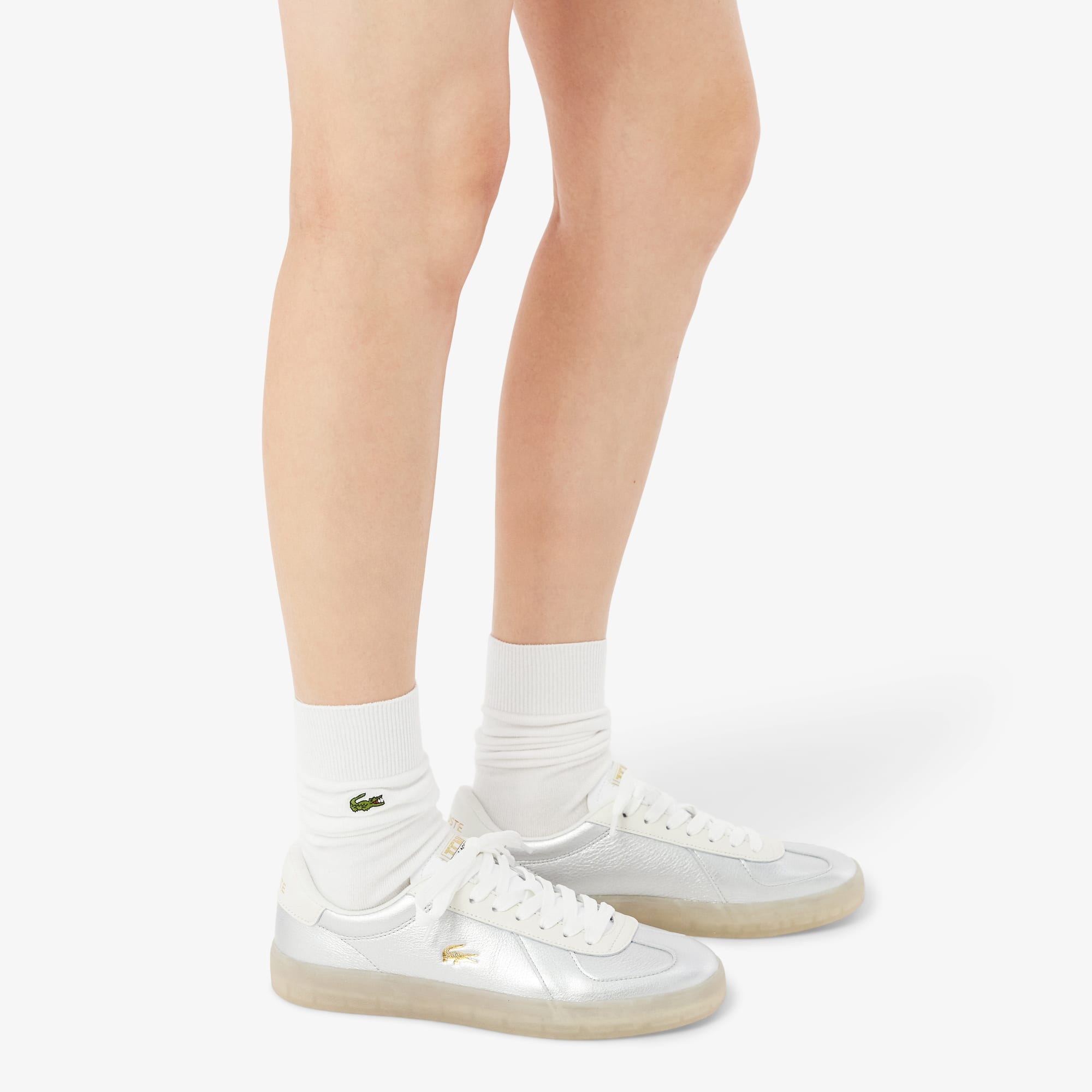 Women's Baseshot Pro Leather Sneakers - SLV/OFF WHT
