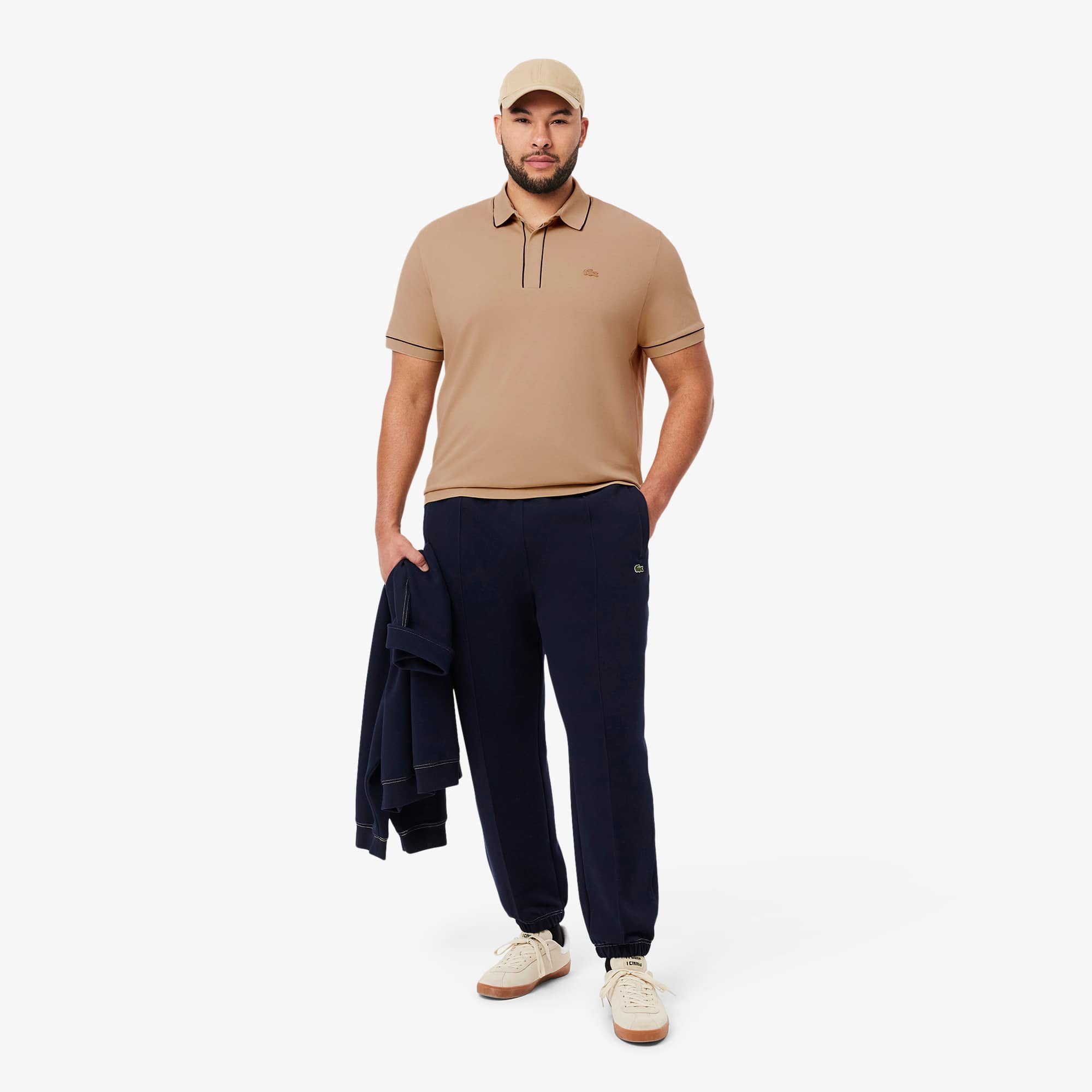 Men's Regular Fit Paris Stretch Piqué Polo - Beige