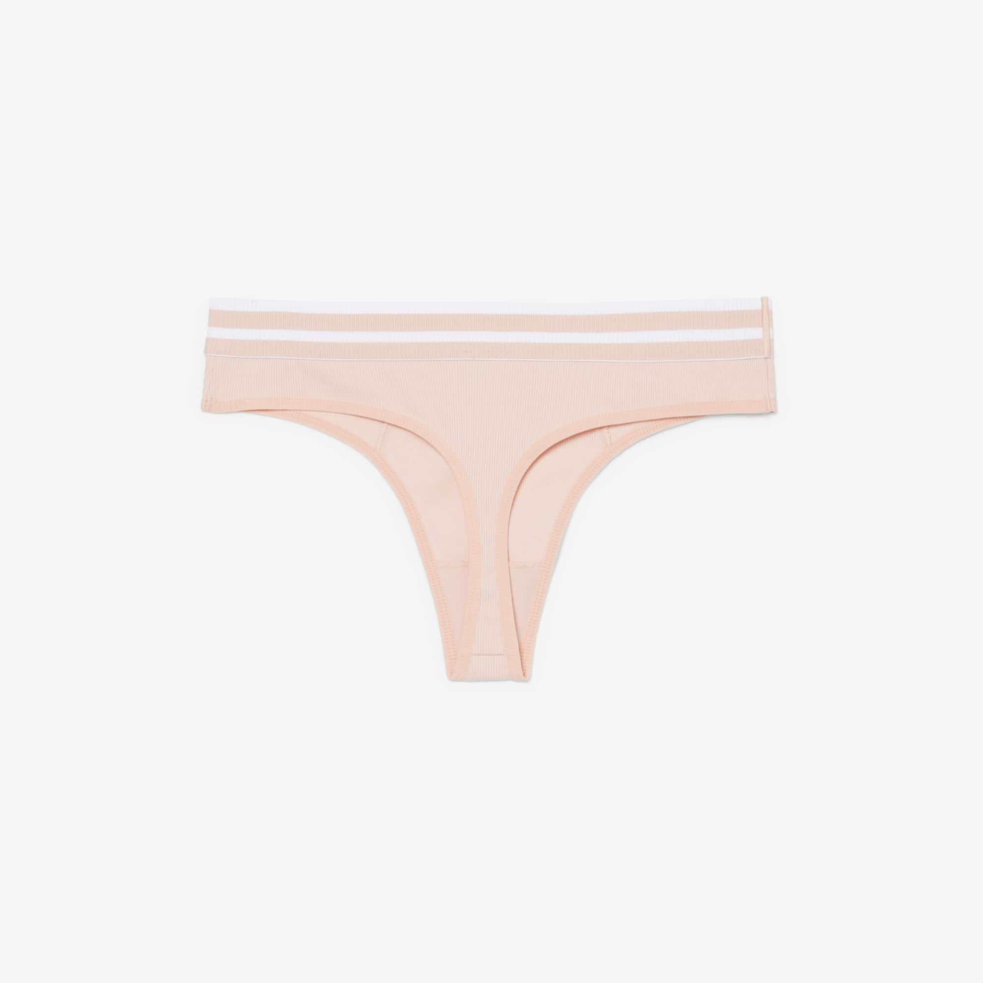 Cotton Stripe Waist String Briefs - Rose
