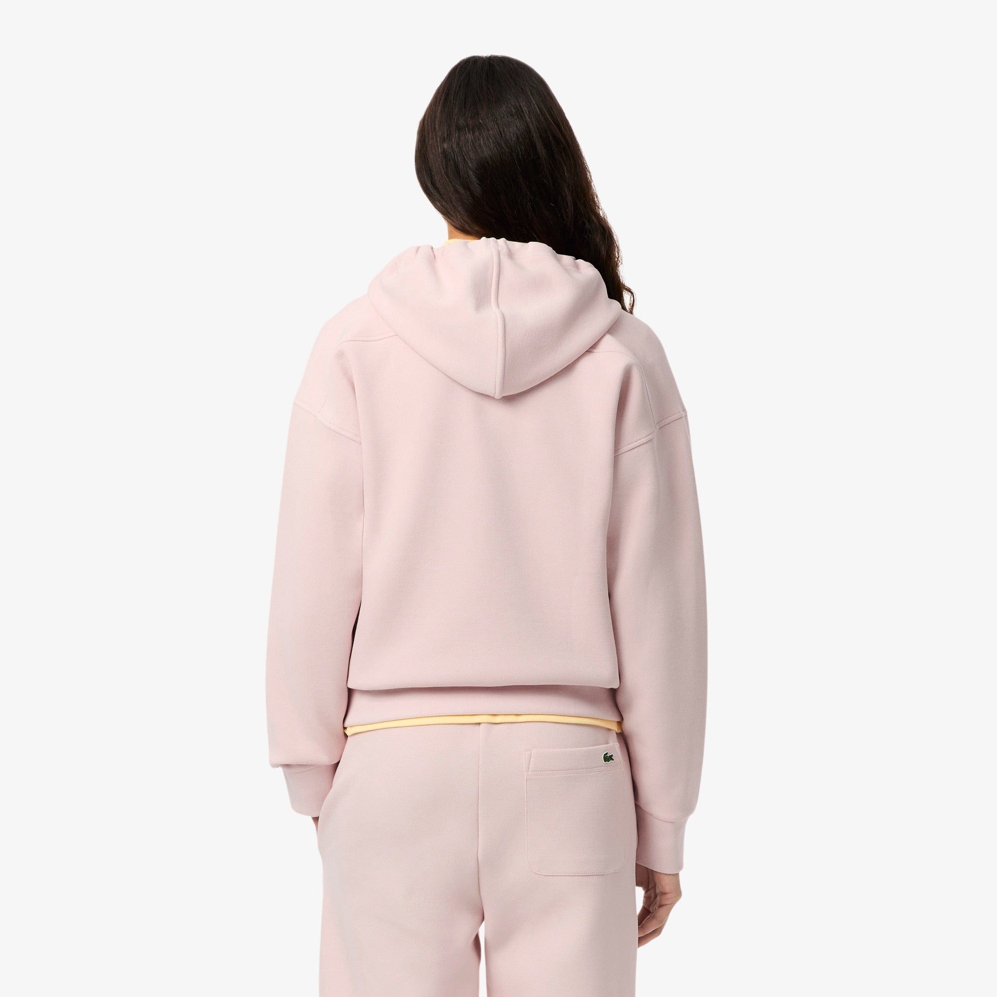 Women's Zip-Up Piqué Hoodie - Light Pink