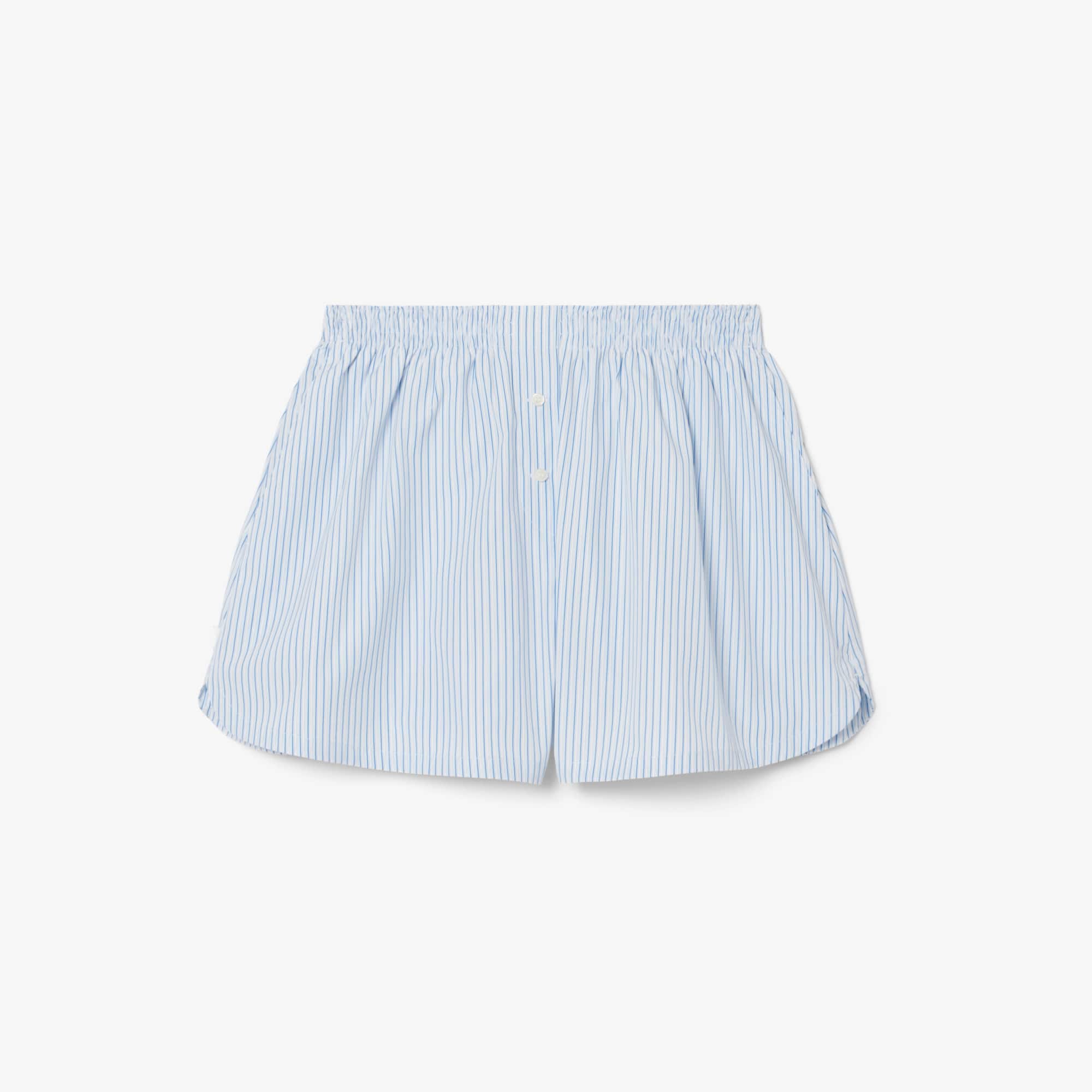 Women's Relaxed Fit Lightweight Striped Poplin Shorts - Blue / Light Blue / White