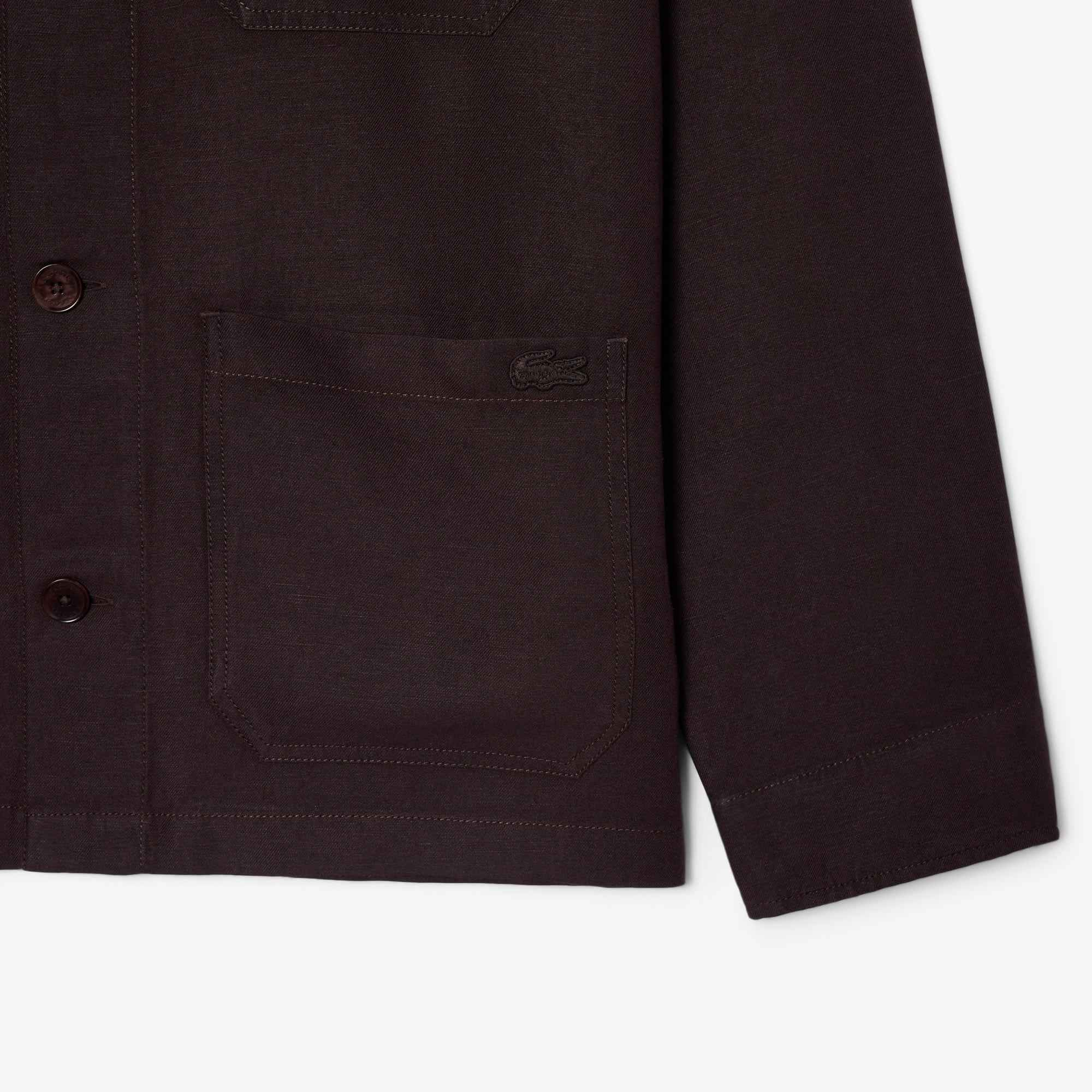 Linen Blend Overshirt - Brown