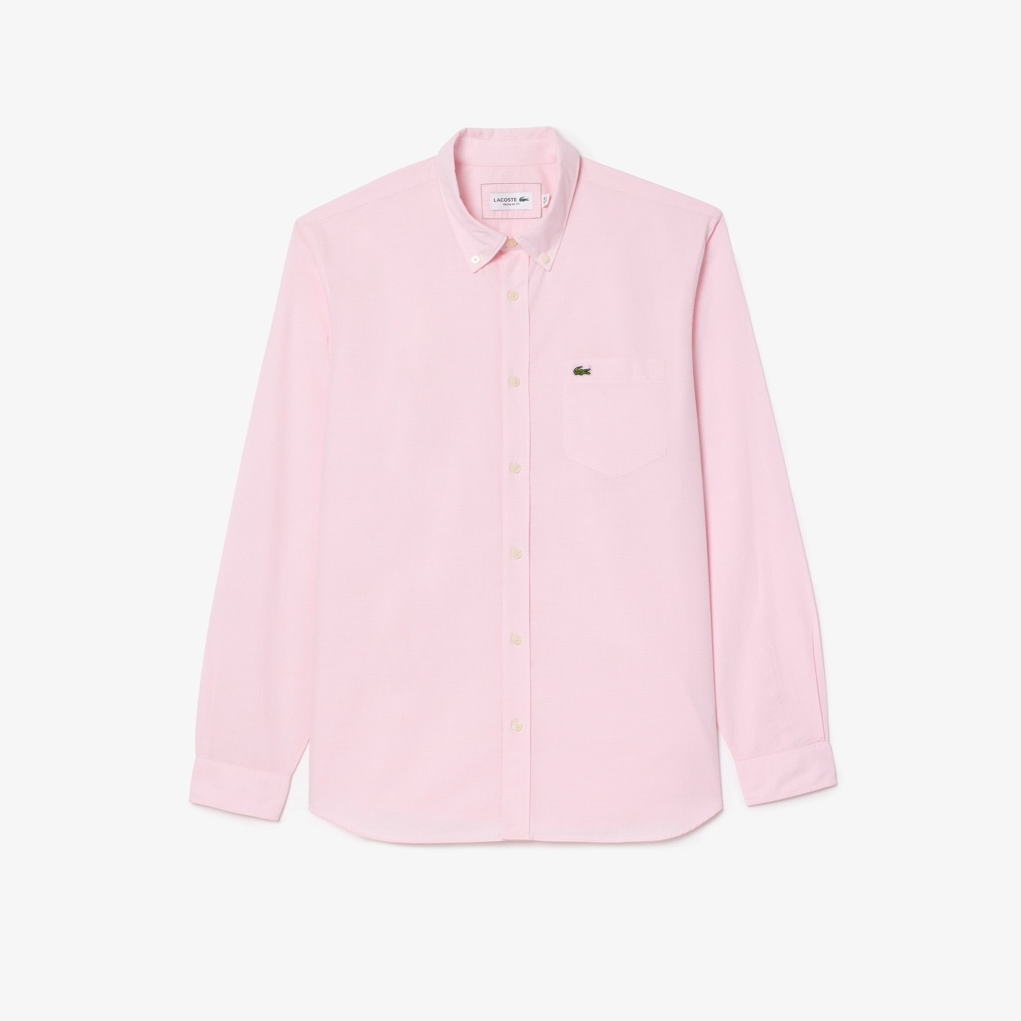 Men's Regular Fit Gingham Poplin Shirt - White / Light Pink