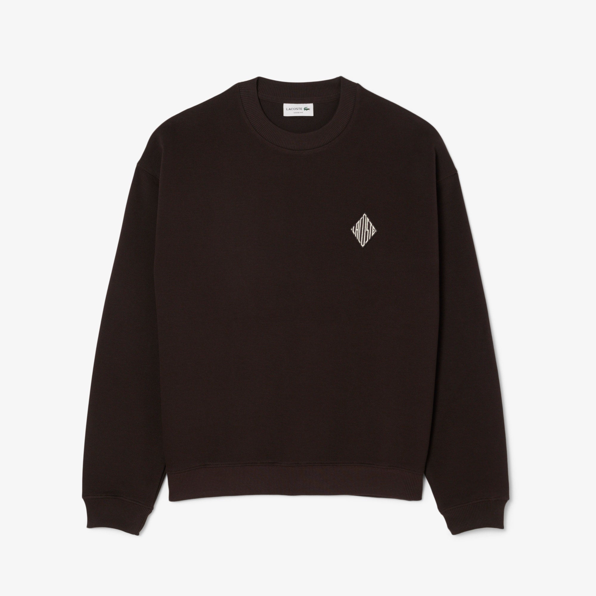 Double Face Piqué Badge Sweatshirt - Brown