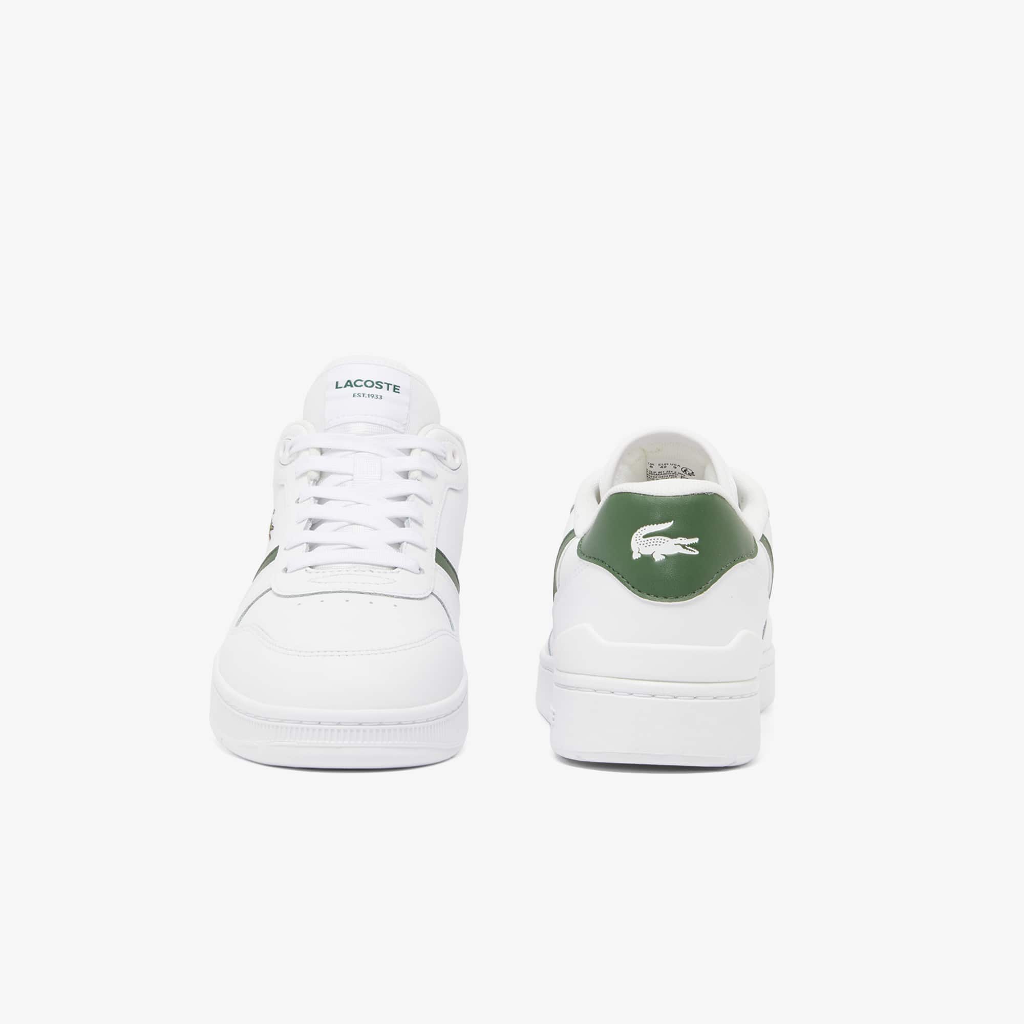 Men's T-Clip Set Leather Sneakers - WHITE/DARK GREEN