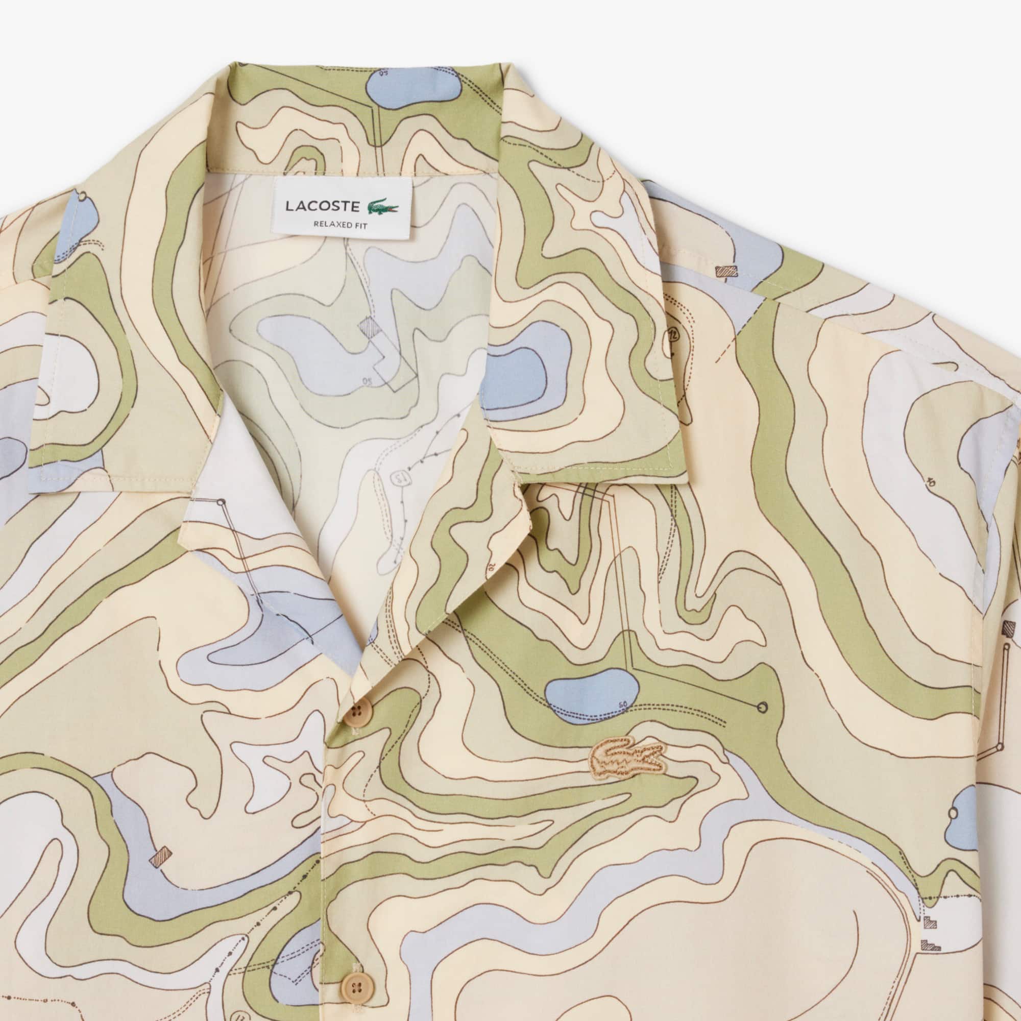 Men's Relaxed Fit Short Sleeve Shirt - Beige / Violet