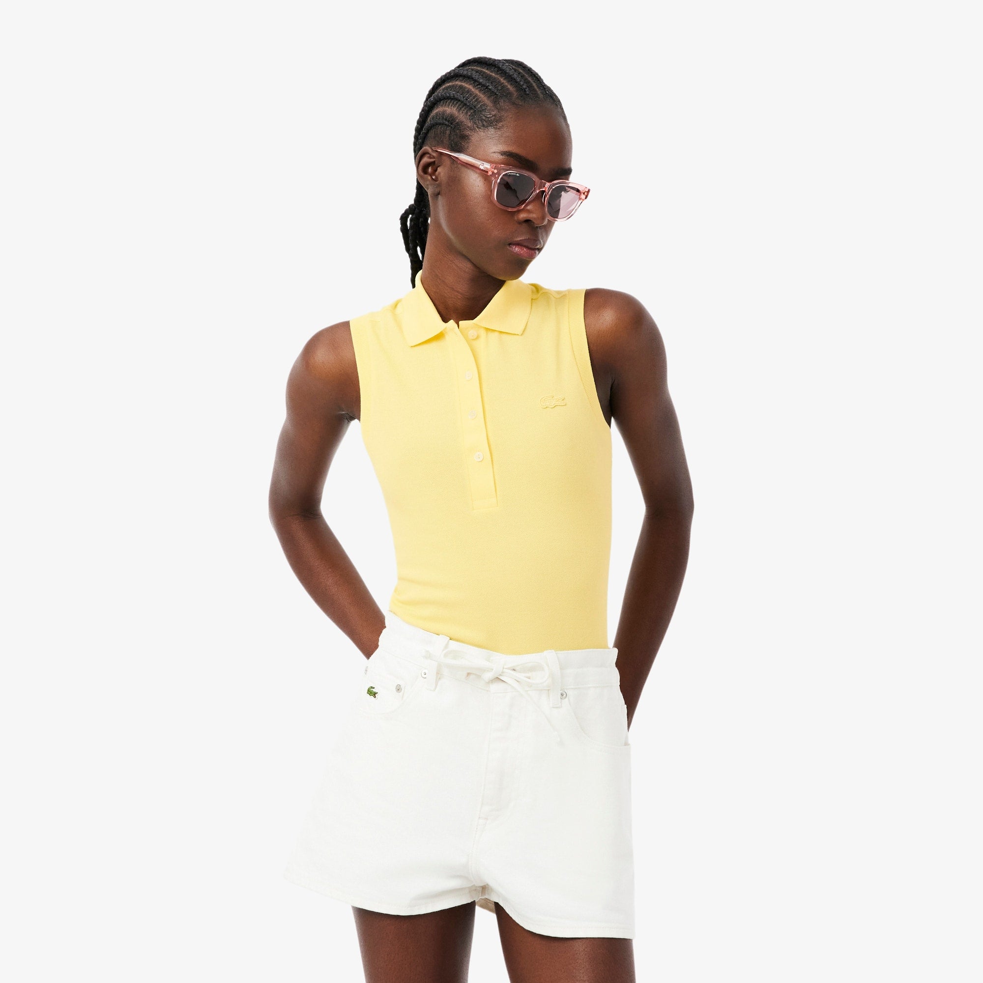 Women's Slim Fit L.12.D Sleeveless Stretch Polo - Pastel yellow