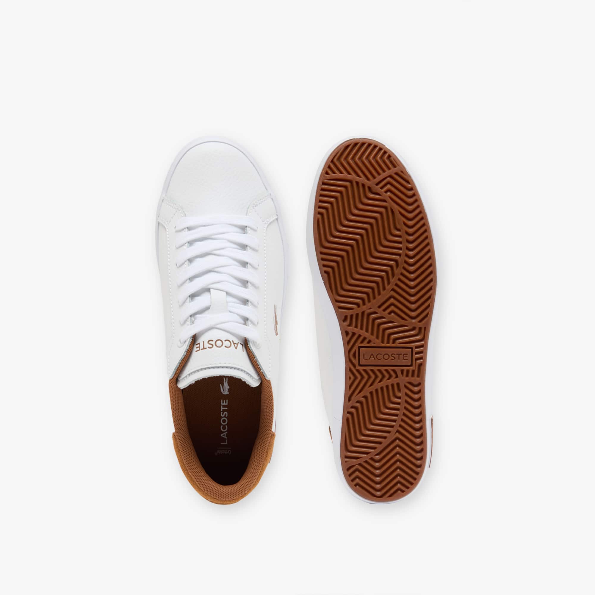 Women's Powercourt Leather Sneakers - WHITE/BROWN