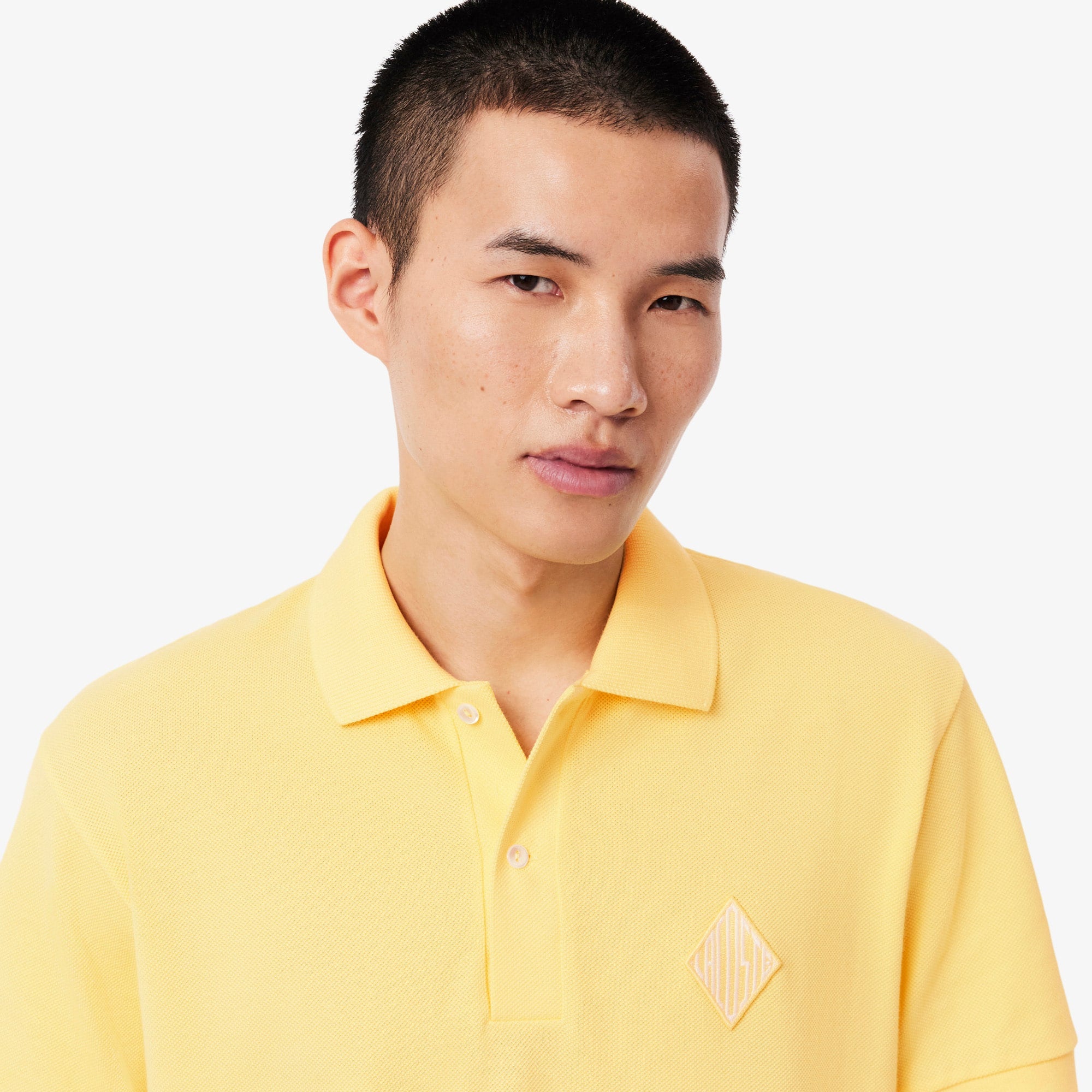 Classic Fit Badge Accent Piqué Polo - Pastel yellow