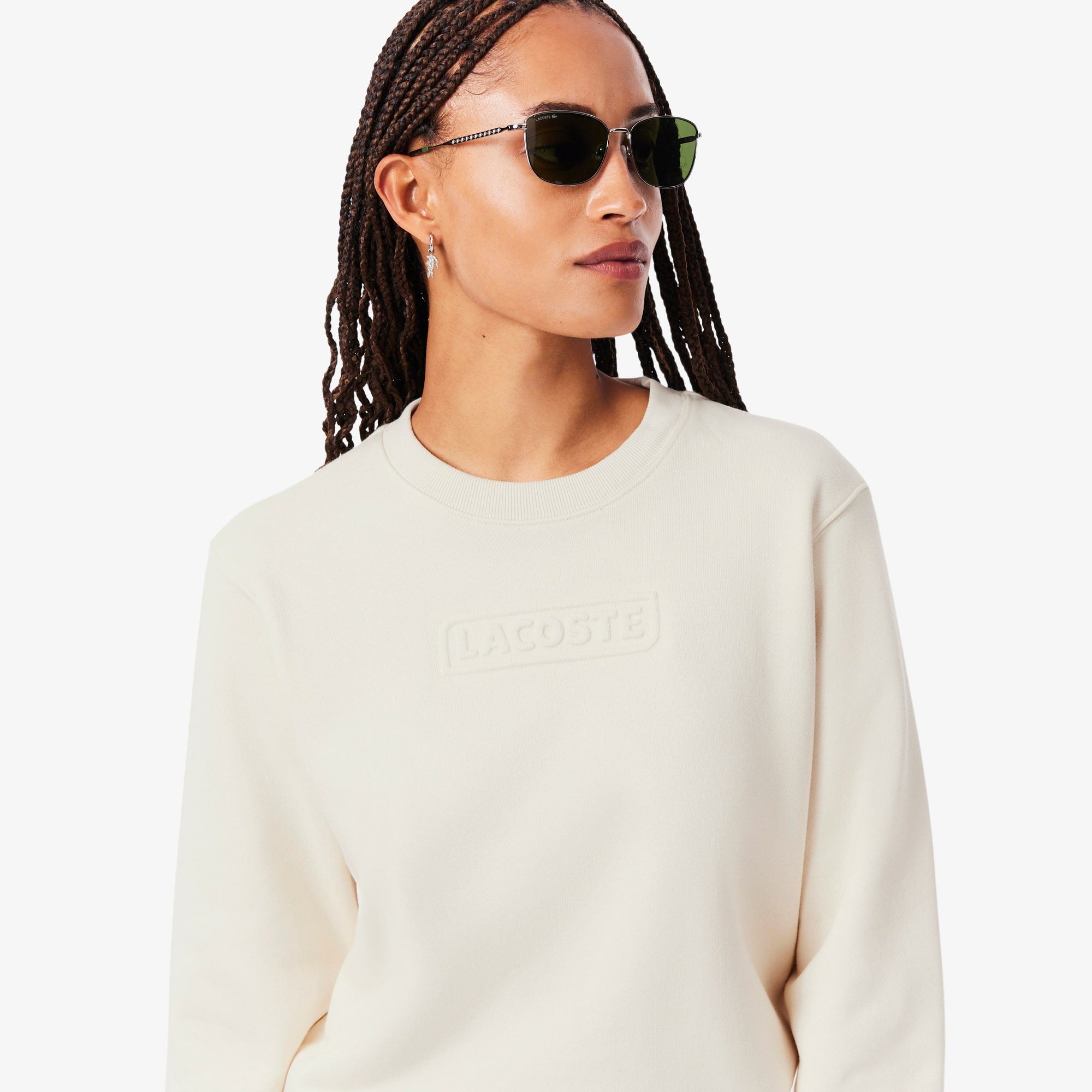 Women's Embossed Logo Cotton Sweatshirt - Cream