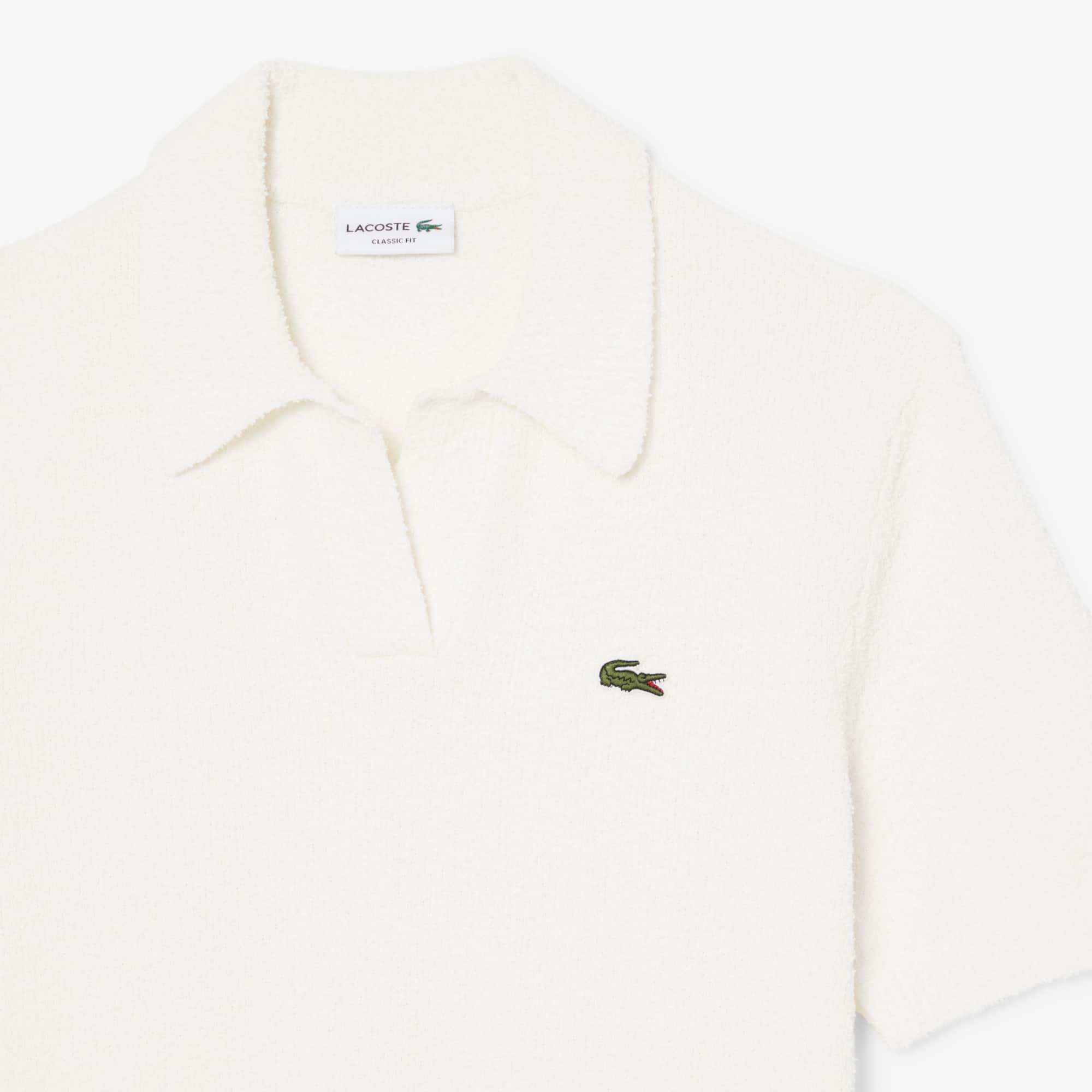 Classic Fit Bouclé Knit Polo - White