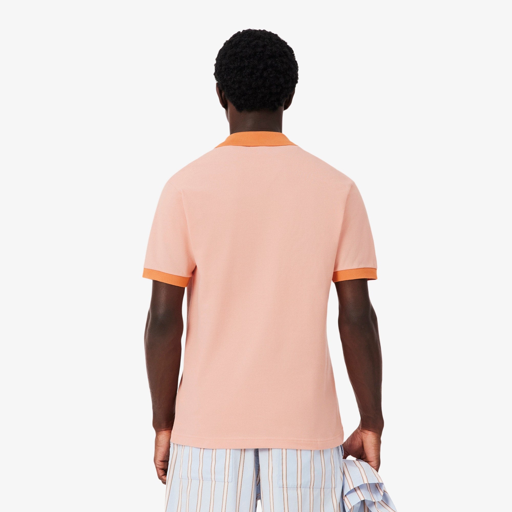 Classic Fit Contrast Rib Polo - Rose / Orange