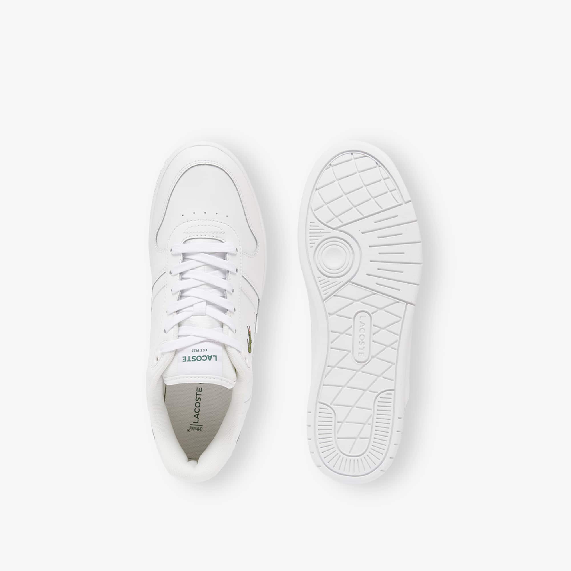 Men's T-Clip Set Leather Sneakers - WHITE/WHITE