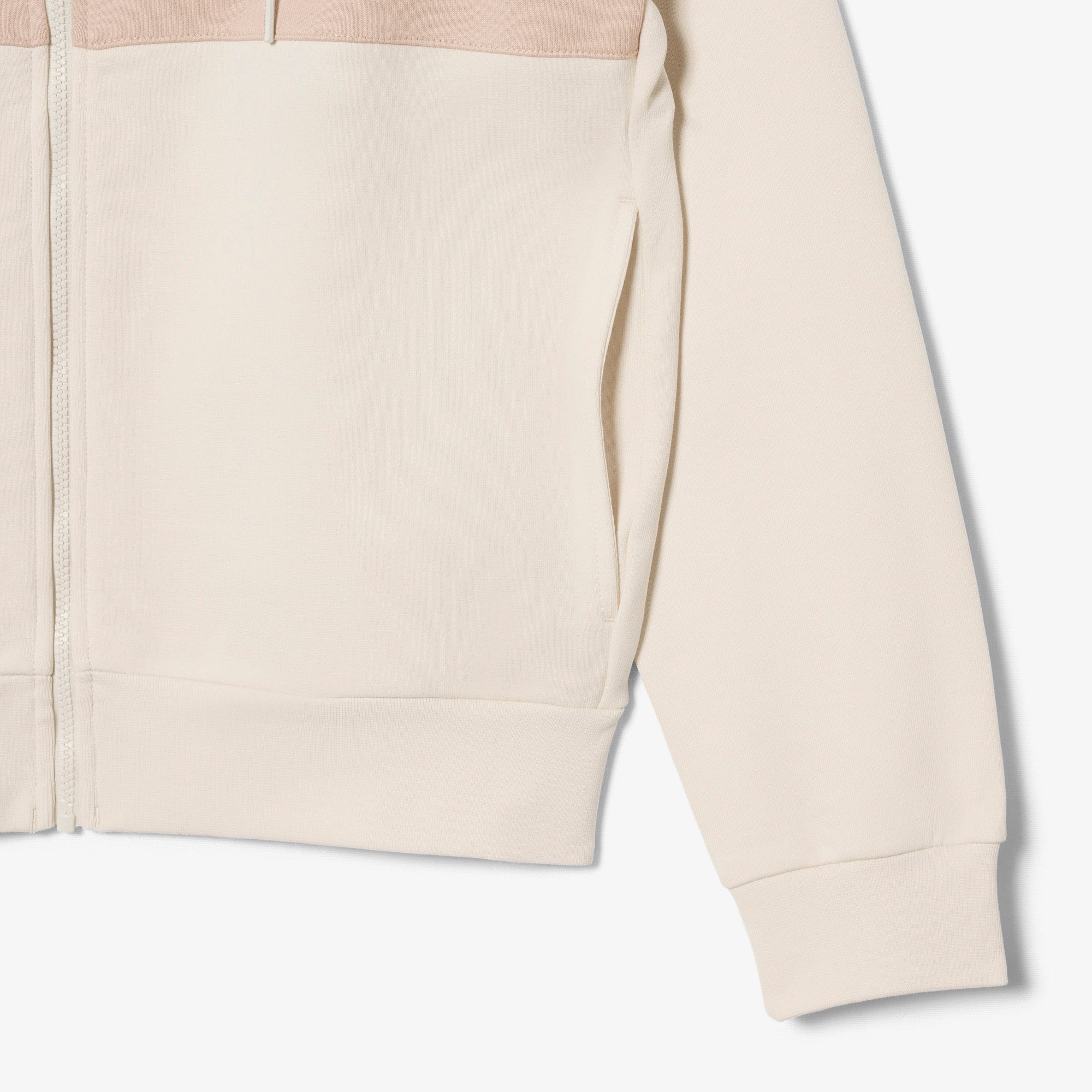 Colorblock Zipped Hoodie - Beige