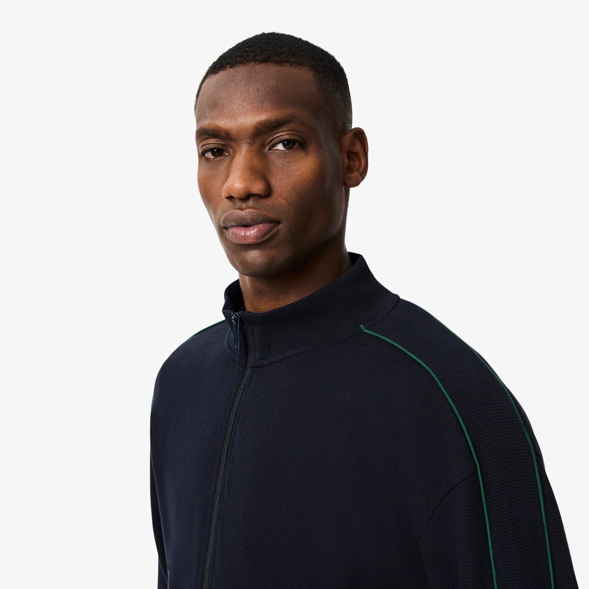 Men's Zip-Up Lounge Sweatshirt - Navy Blue / Green