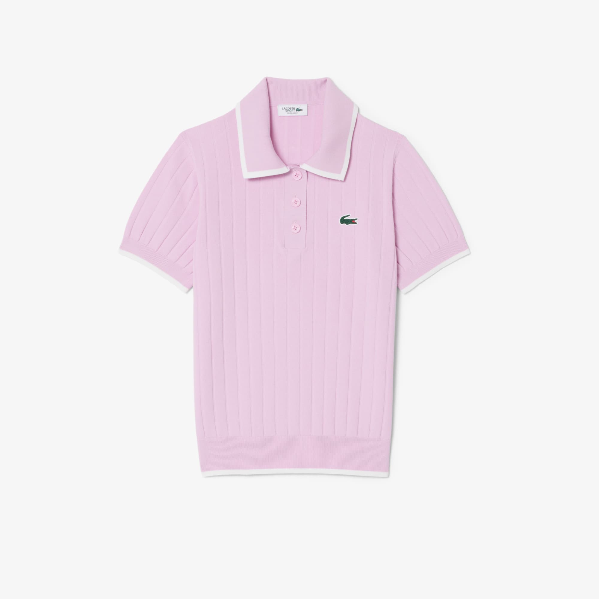 Women's Short Sleeve Polo Collar Golf Sweater - Rose / Blanc