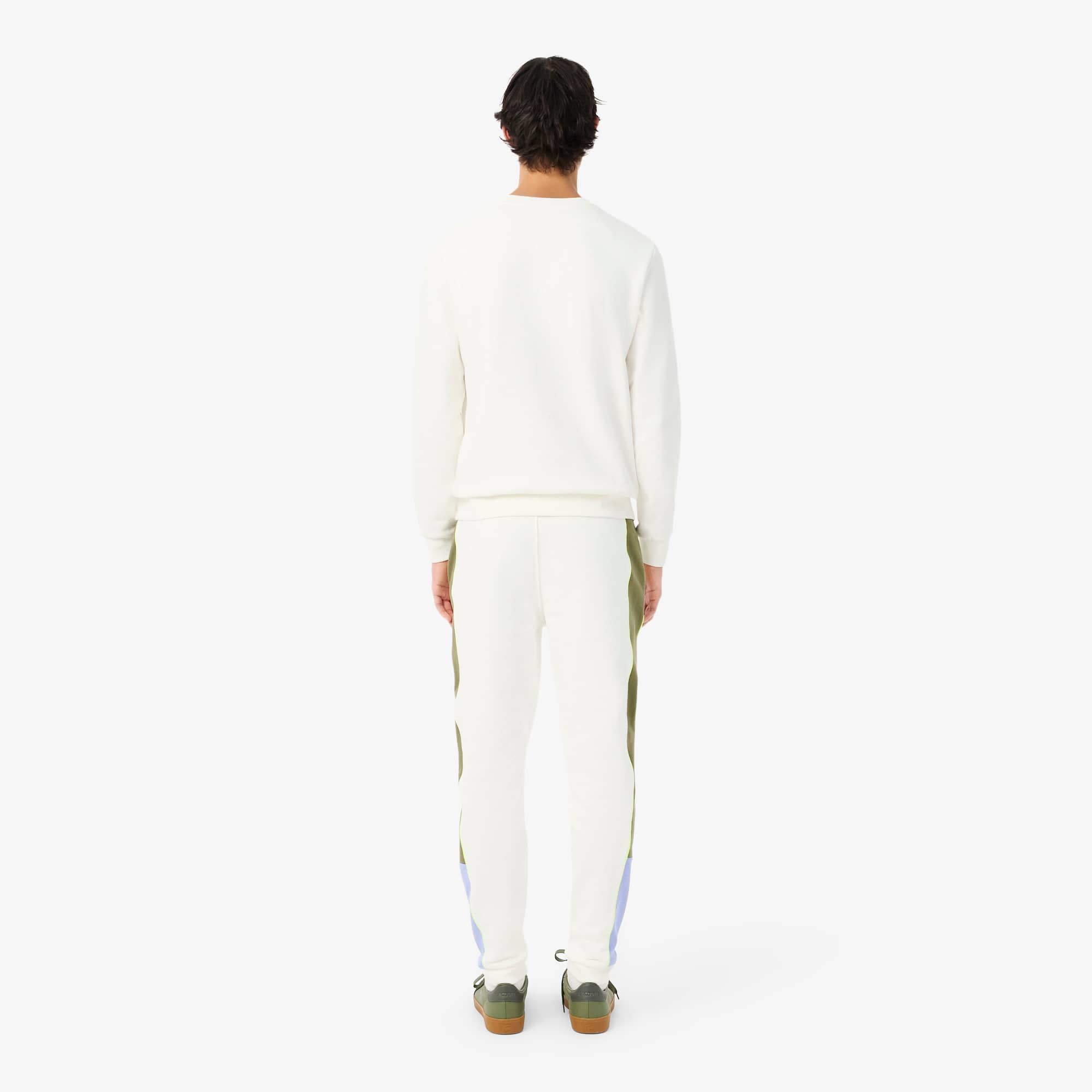 Men's Tapered Leg Fleece Sweatpants - White / Khaki Green / Purple