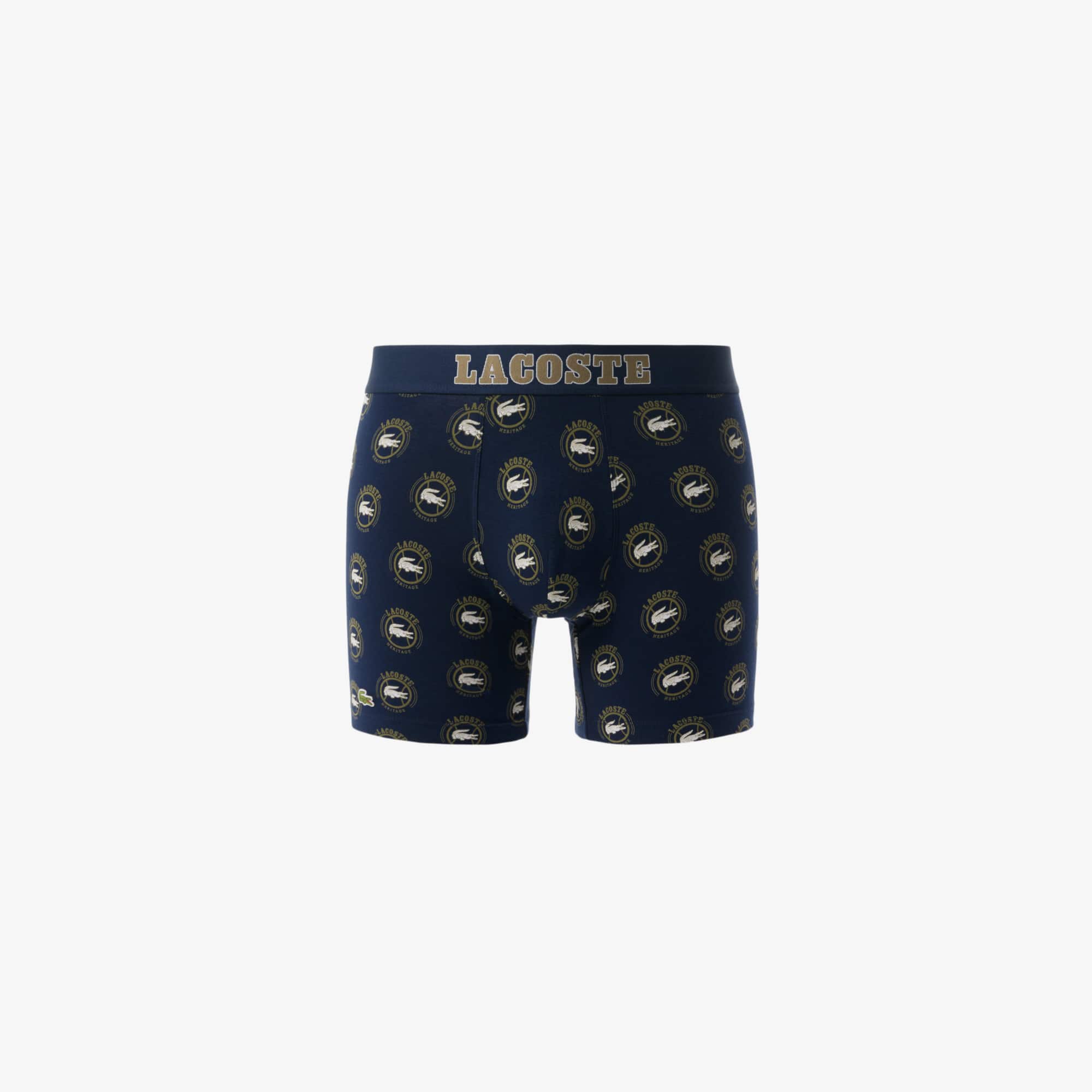 Men's Printed Stretch Cotton Boxer Briefs - Bleu Marine / Vert Kaki / Blanc