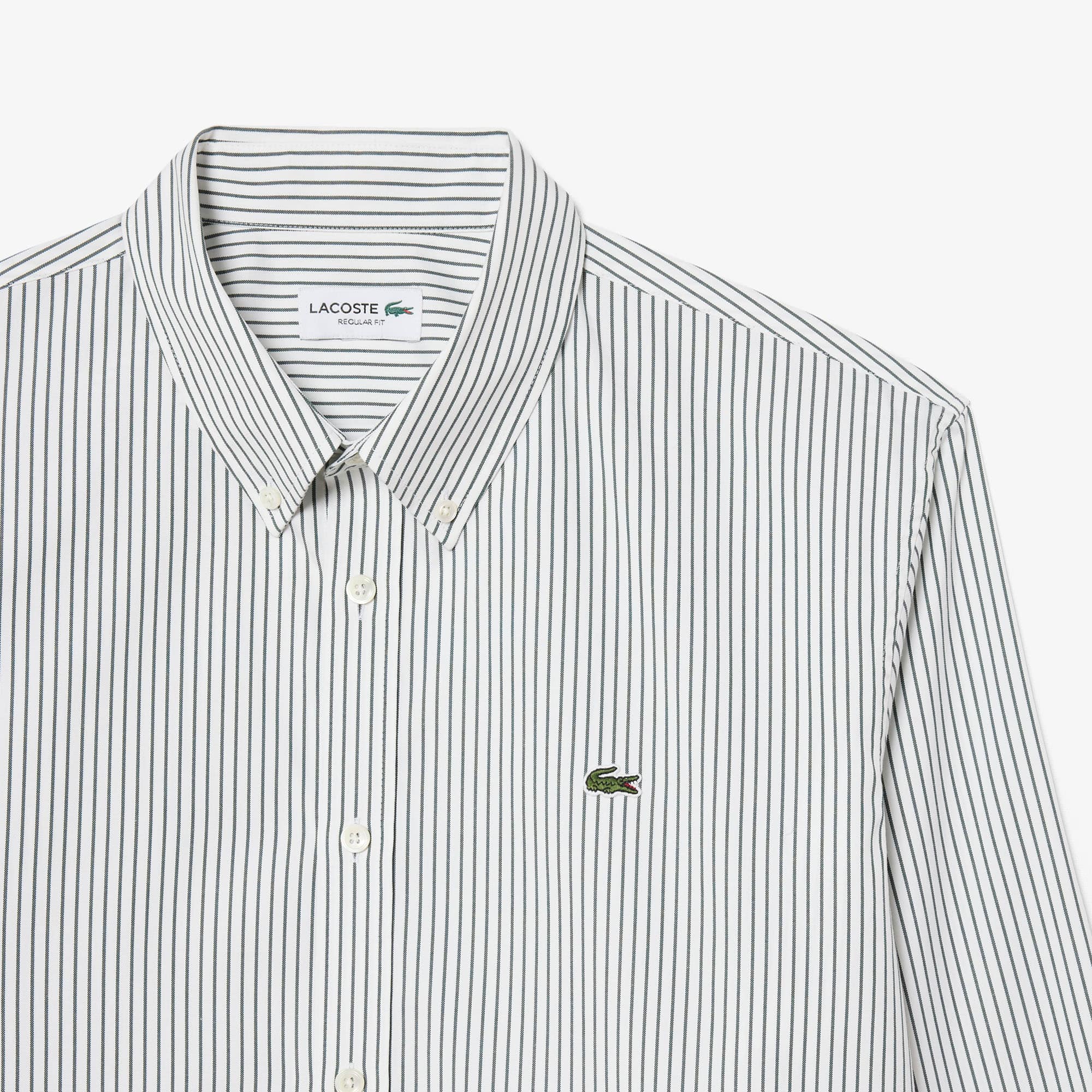 Men's Regular Fit Striped Pinpoint Shirt - White / Green