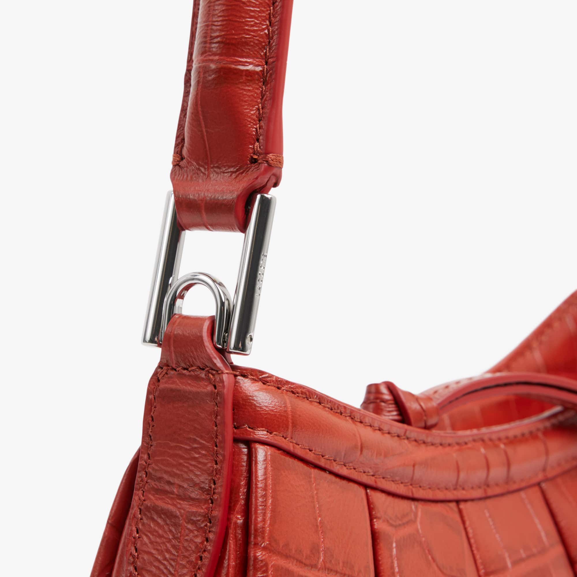 Runway Small Lenglen Effect Leather Bag - ORANGINE