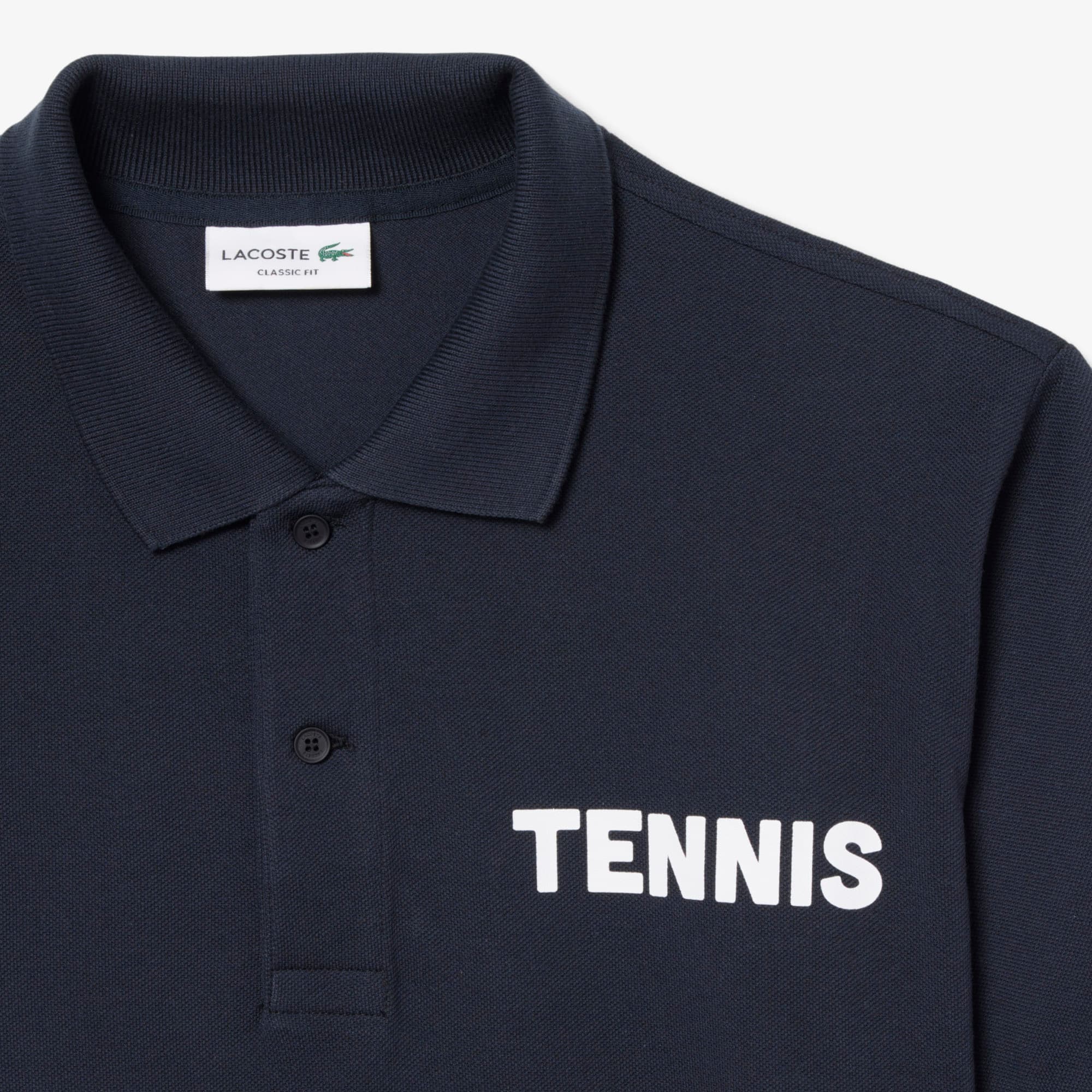 Classic Fit Printed Petit Piqué Polo - Black