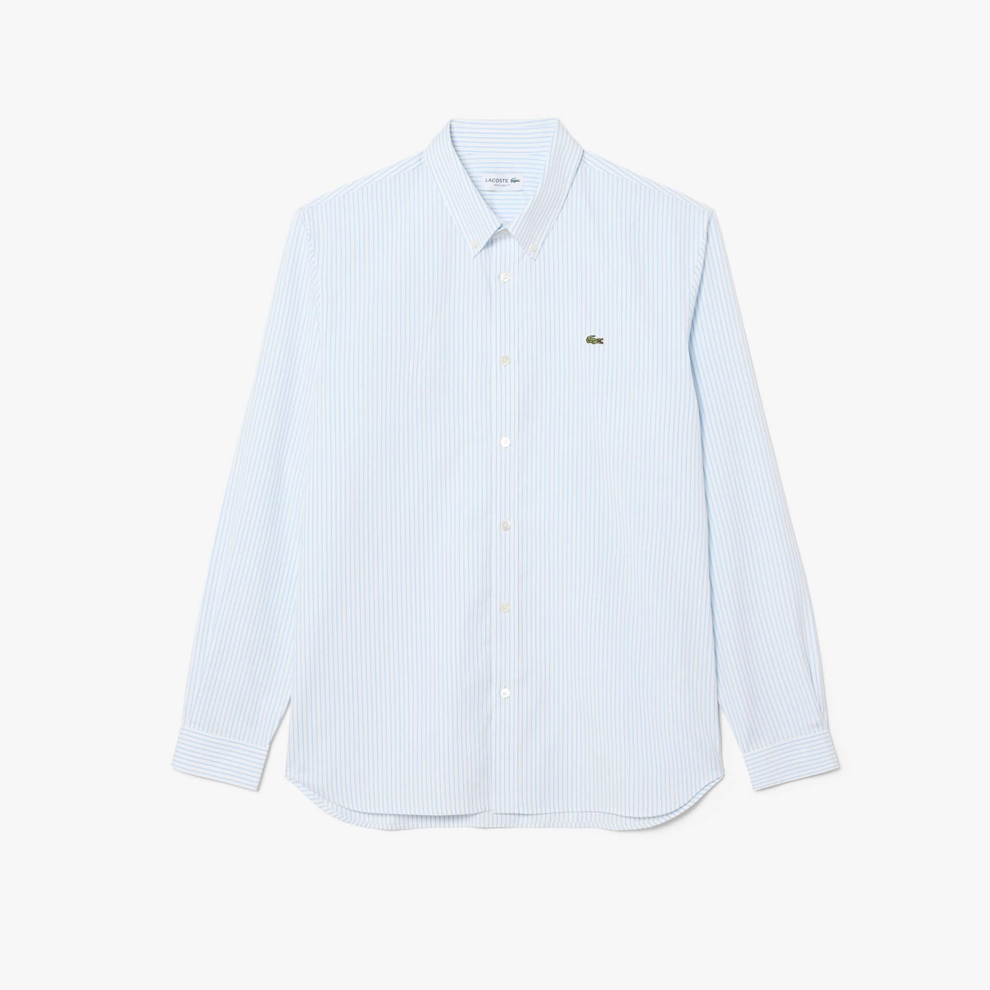Men's Regular Fit Striped Pinpoint Shirt - White / Light Blue