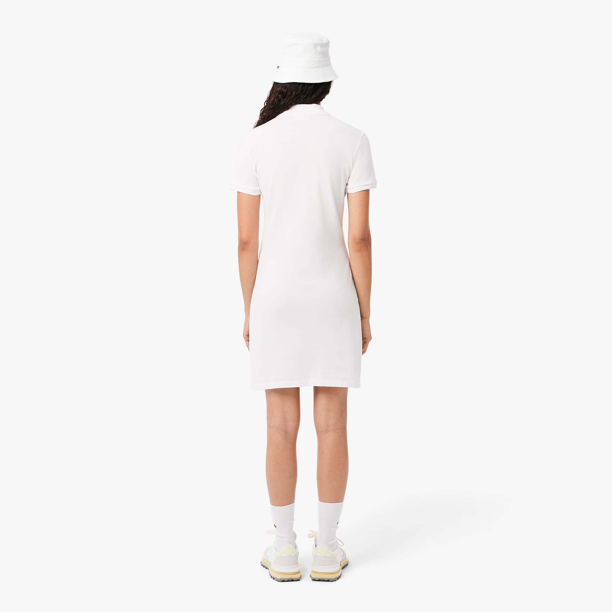 Women's Slim Fit Stretch Mini Piqué Polo Dress - White