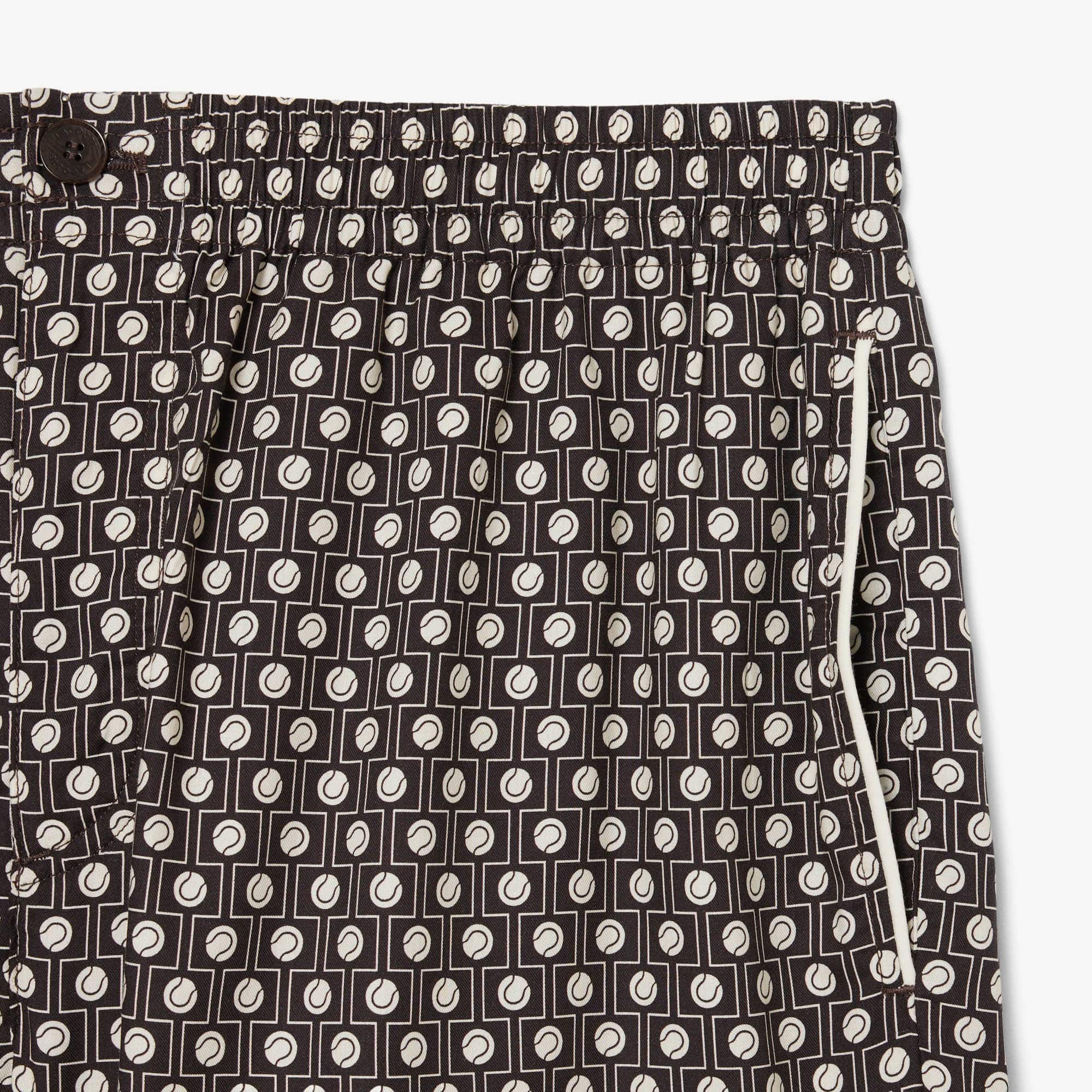 Relaxed Fit Printed Cotton Blend Shorts - Marron / Beige