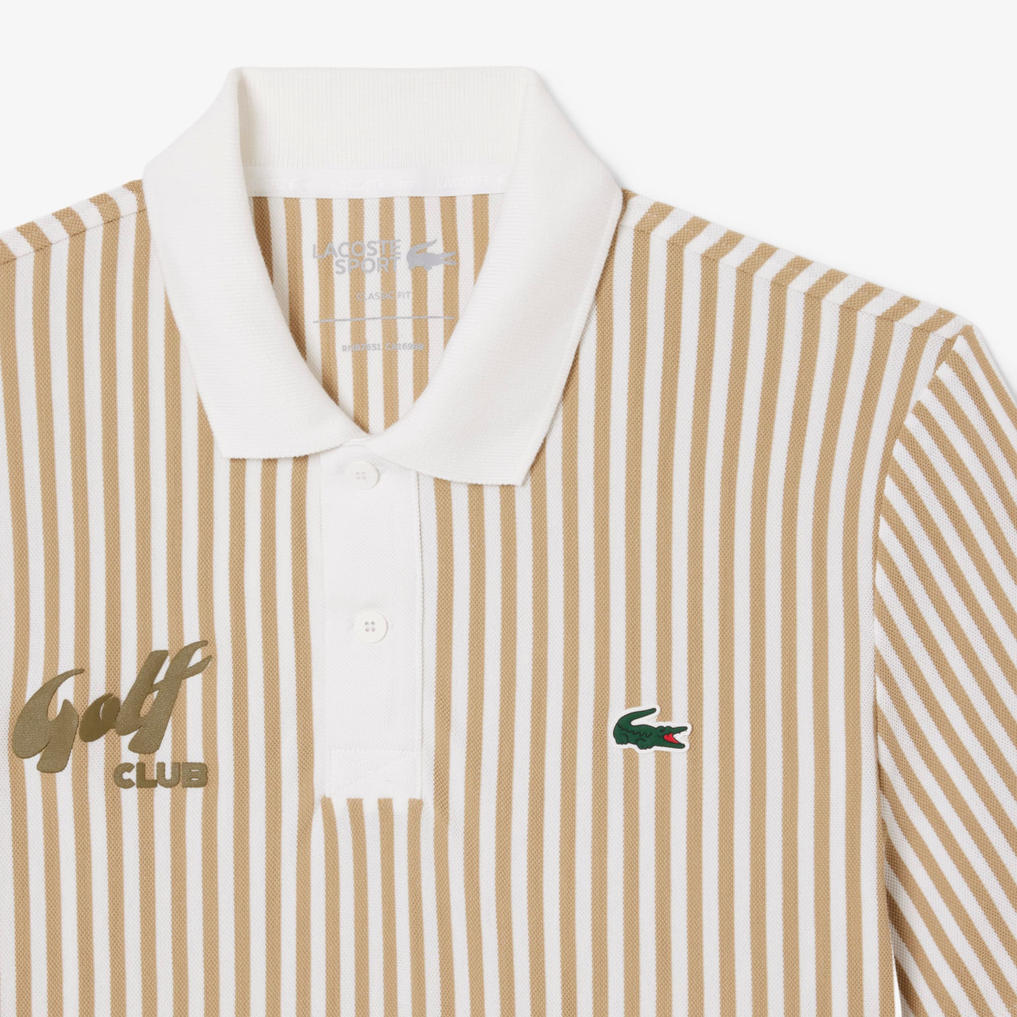 Men's Thermo-Regulating Striped Golf Polo - Beige / White